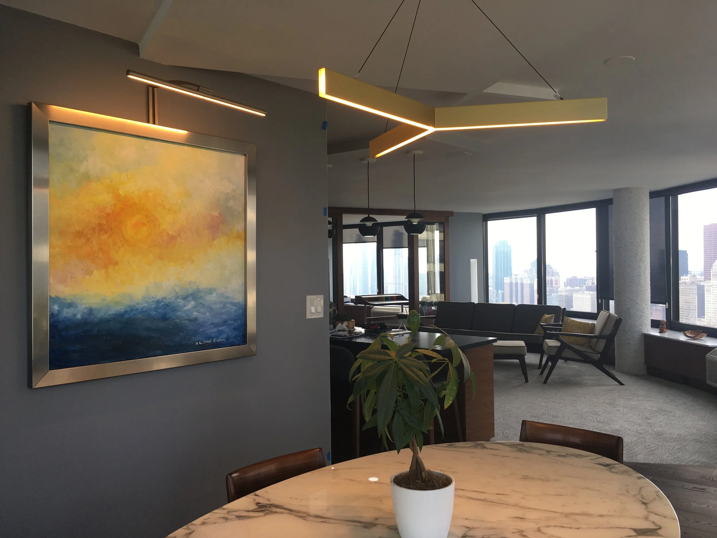 Chicago collectors share a photo of their recent purchase "A New Day Has Begun"  Oil on Canvas 36x36