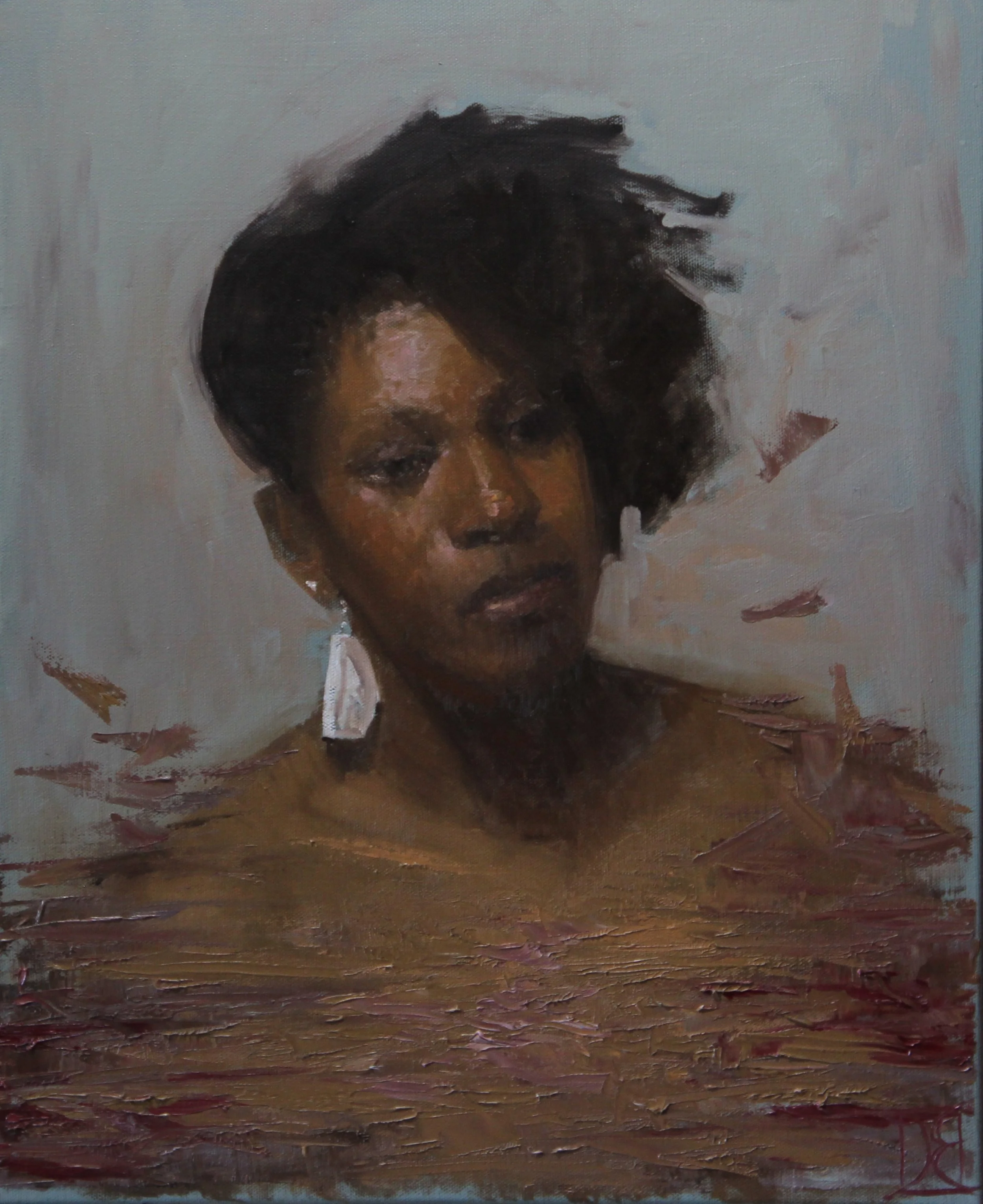 “Shannon with White Earring” 16x20, Oil on Canvas $780
