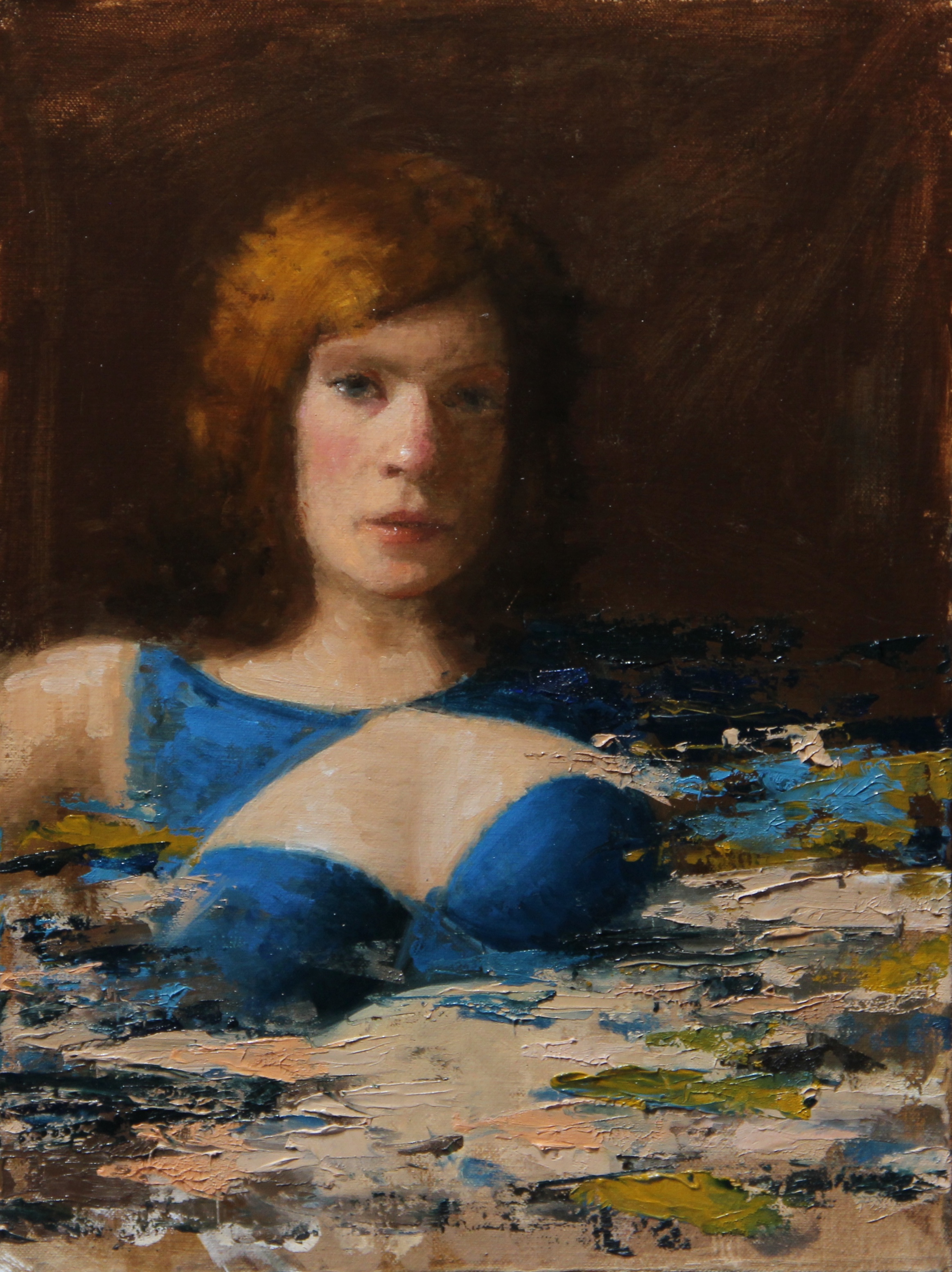 ”Pam in Blue” 12x16, Oil on Canvas Panel $500