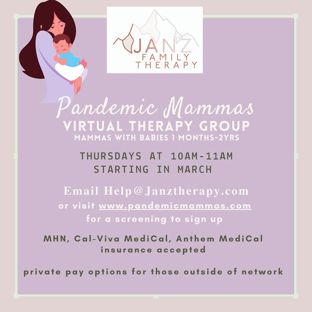 Being a new mama is hard. Motherhood during a Pandemic is even more challenging. Join us in navigating this experience together using a focus on mental health. 🤱🏽🤱🏾👩&zwj;🍼🤱🏻Janz Family Therapy is offering a therapy support group for Mammas wi