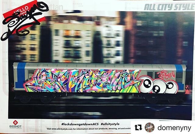 An excellent #lockdowngetdownacs entry by @domenyny #Repost @domenyny with @get_repost
・・・
Having fun!#bigshottoyworks #allcitytrain #superburners #wildstyle #subwayartist