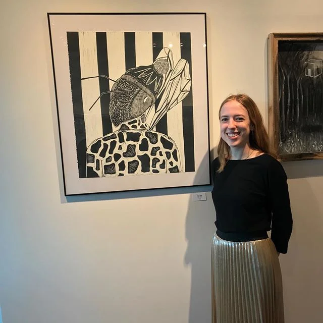 @mysticapricot_art with her work @elliswalkergallery. Congrats! #wku #wkuart #wkuprintmaking #printmaking #reliefprint