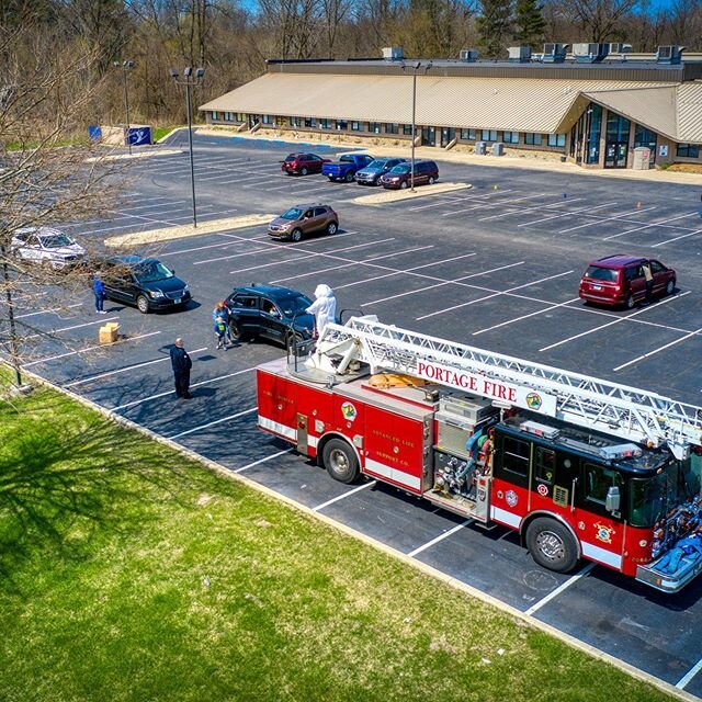 Easter Bunny with the Portage Fire Dept.