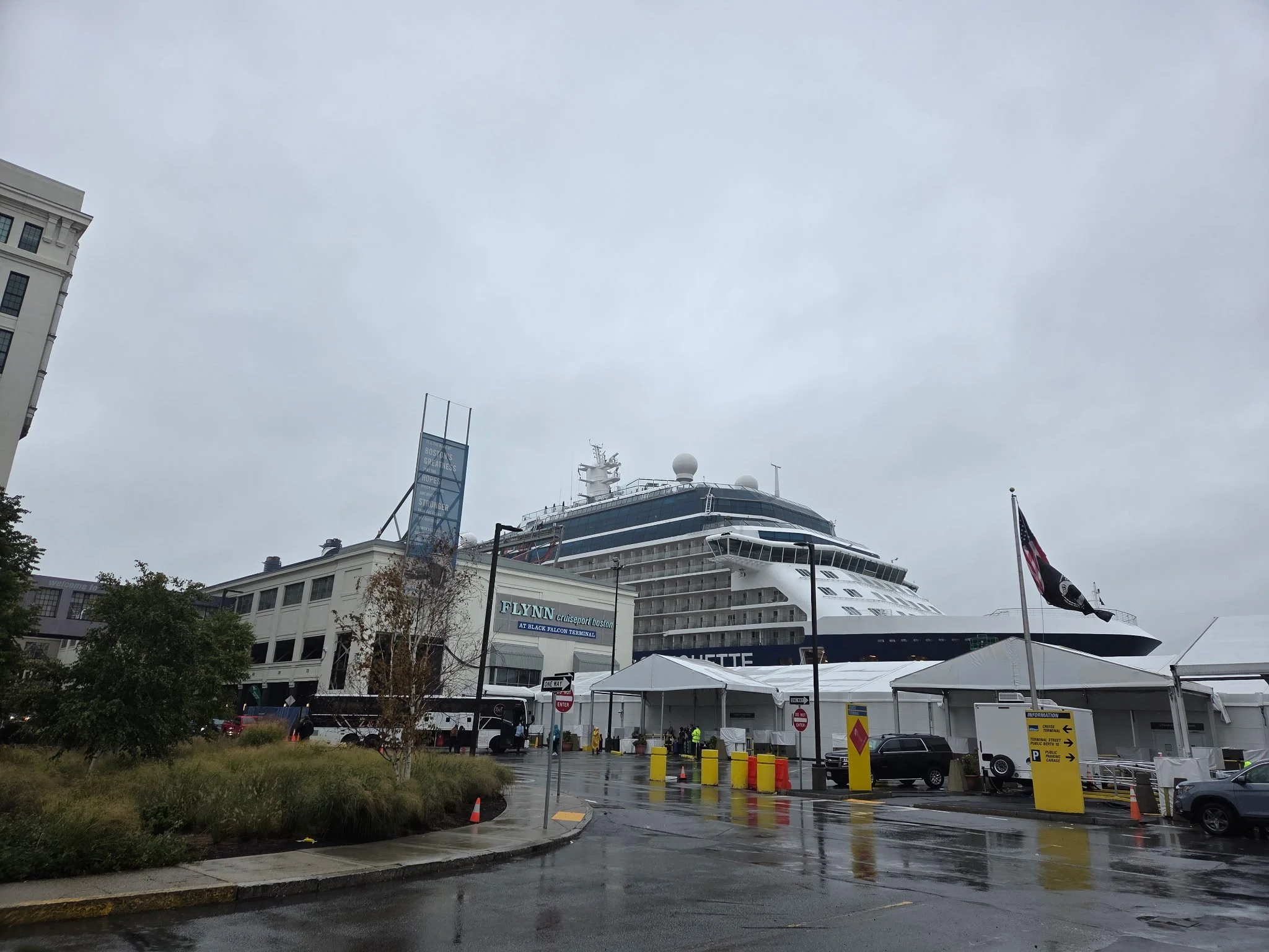 Celebrity Silhouette at Flynn Cruiseport Boston, seen from Black Falcon Avenue.