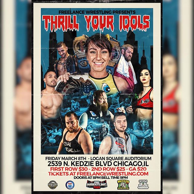 Freelance Wrestling is in action at the Logan Square Auditorium for &ldquo;Thrill Your Idols&rdquo;

Featuring the debut of @thepriscillakelly 
Friday Match 8th, 2019
2539 N. Kedzie Blvd. Chicago, IL
Doors 8:00 Show 9:00

Tickets available now at Fre