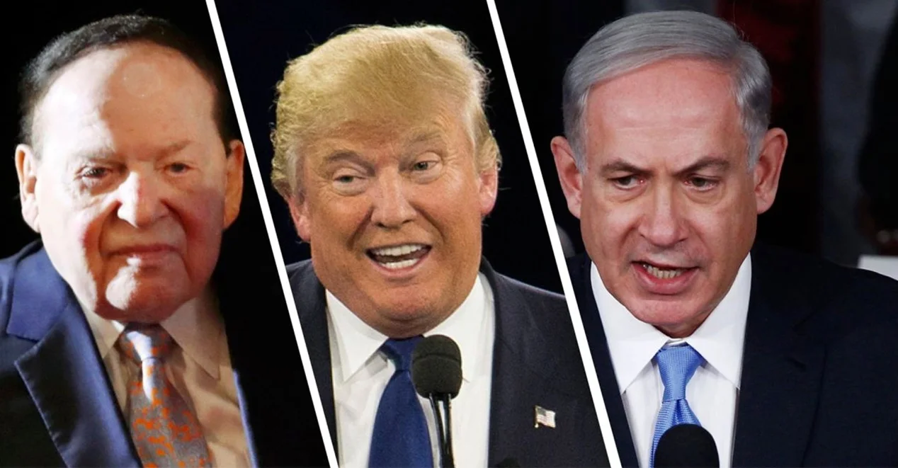 Adelson, Trump, and Bibi are all in open support for the disastrous policies entrenching Israel’s Occupation. Image Source: Mike Segar/Reuters, AP, Bloomberg