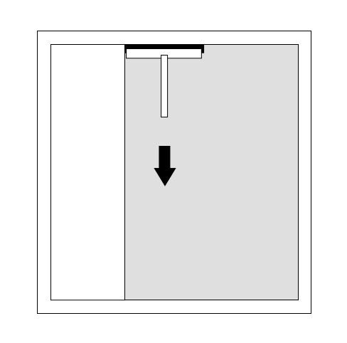 Step 3: Wipe the squeegee rubber dry. Move the squeegee across the pane, overlapping the clean section by an inch.