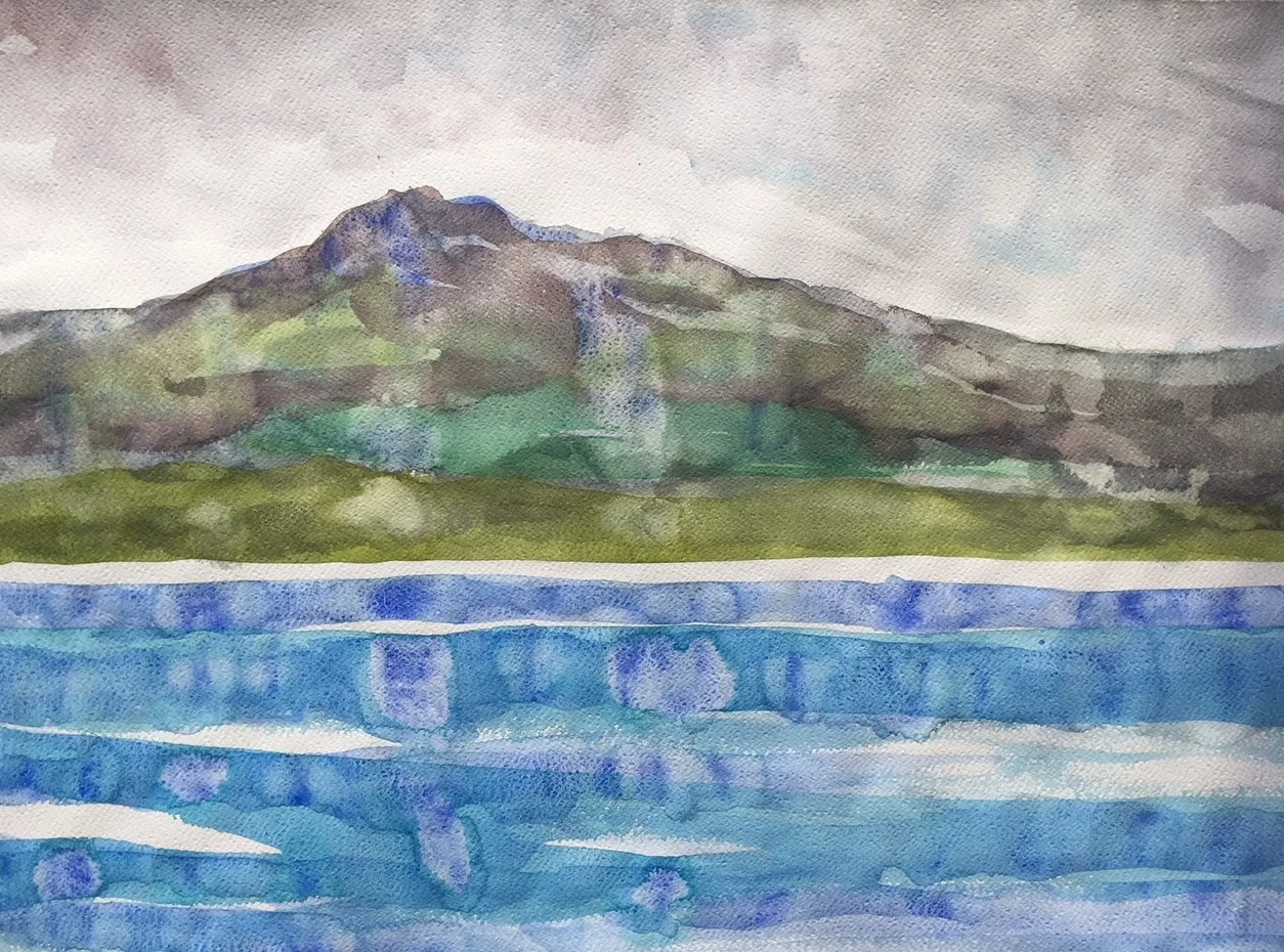 Gulaga remembered. Watercolour and acrylics on Fabriano archival paper. 48 x 68. NFS.