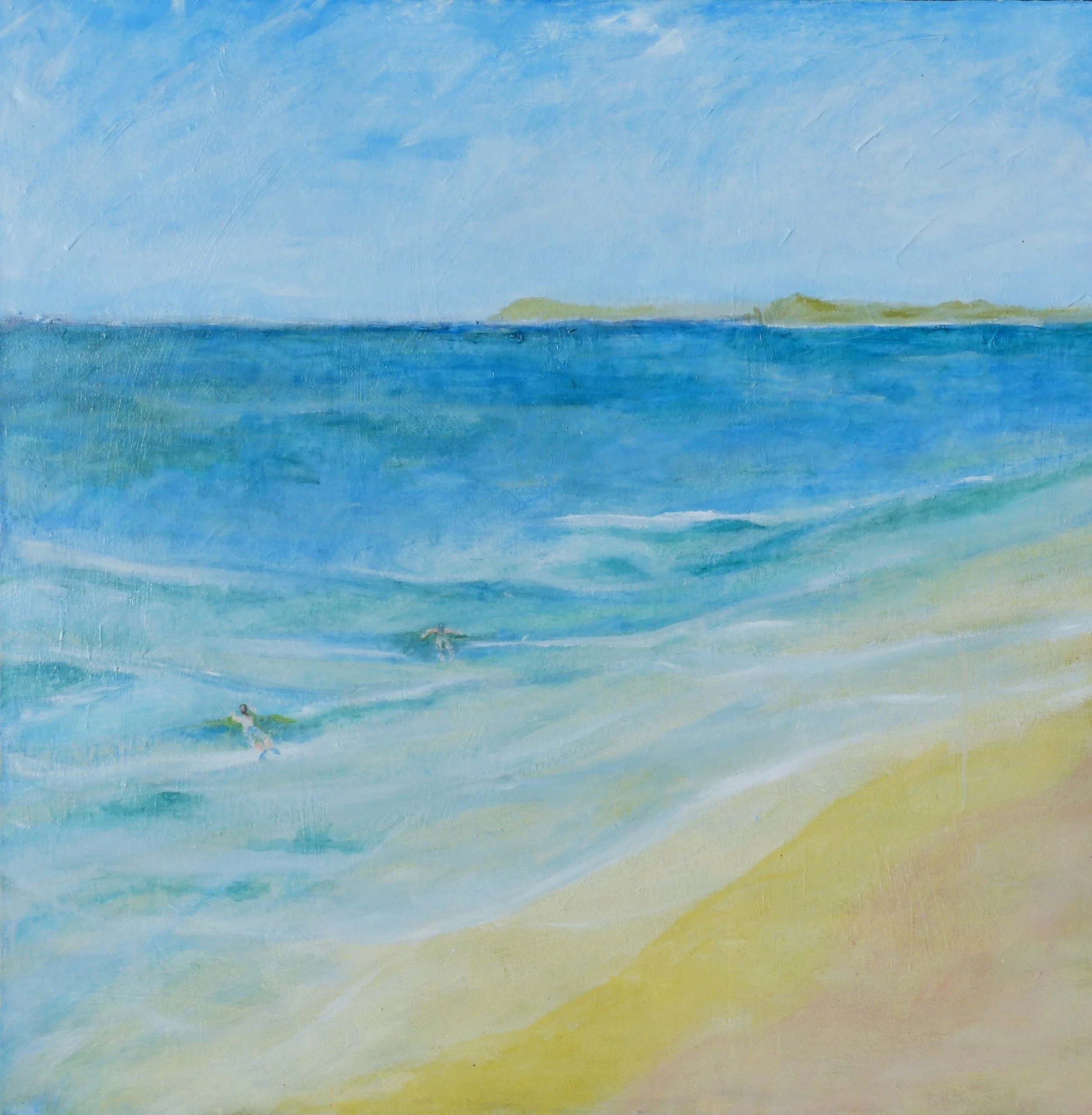 Swimmers at 1080 Beach. Oil on canvas. 100 x 100. Gallery wrapped. $950 (inc shipping). 