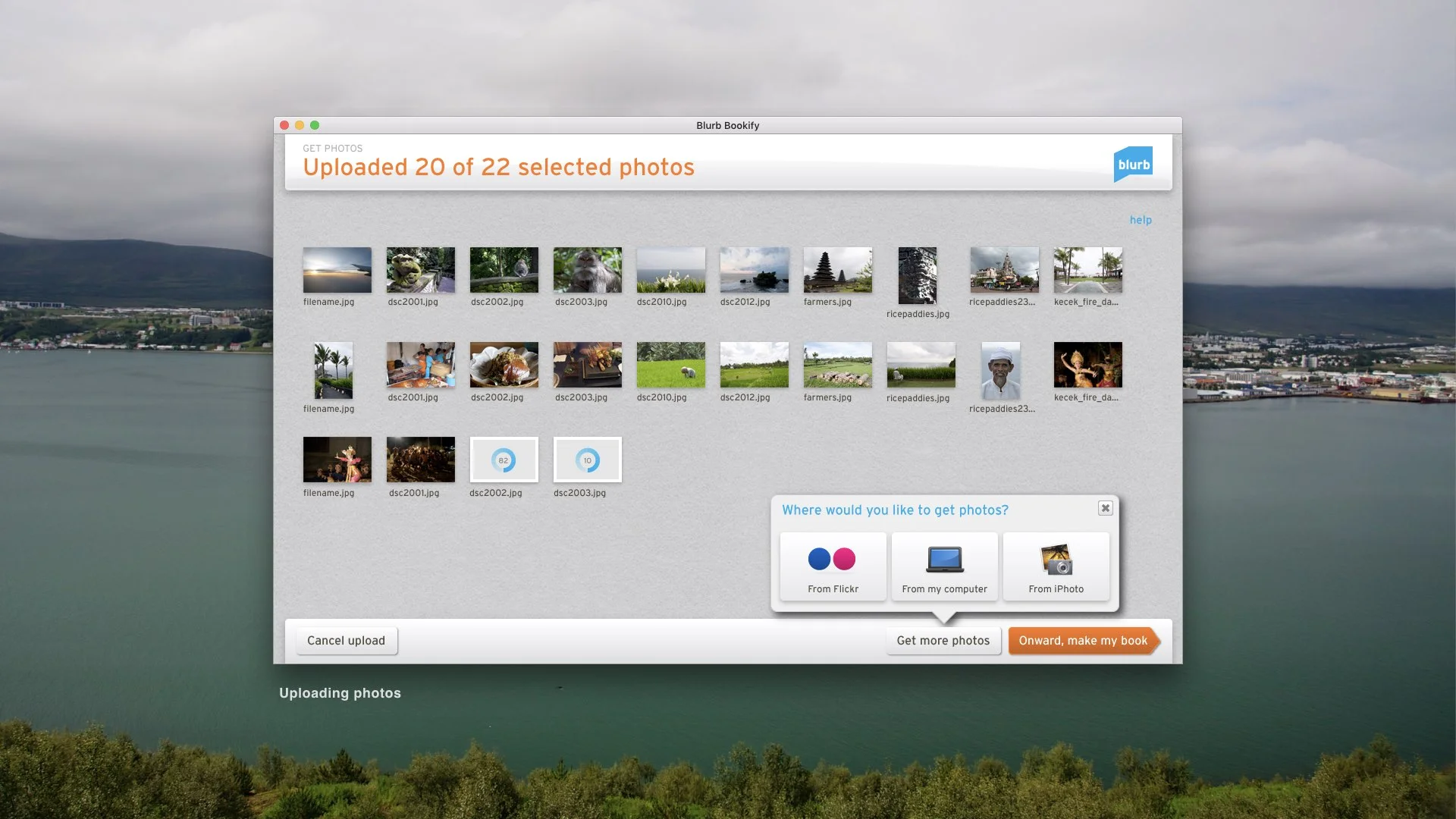  Selected photos are uploaded to the app. 