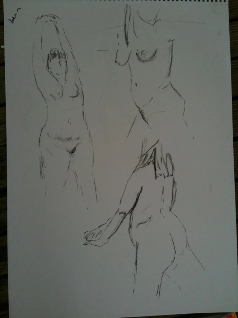 1min poses - A2. very quick sketches, nice to practice focus on tension & angles. Focusing on where the weight falls helps me to pick which lines to draw.
