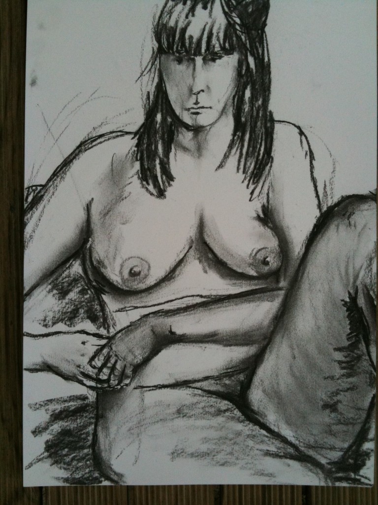 20mins pose - A3. Not a good one - an example of bad composition, which didn't give it the framing & space. This meant proportions didn't turn out right because of subconscious cramming. Plus all the time spent on proportions meant the face became flat due to neglect.