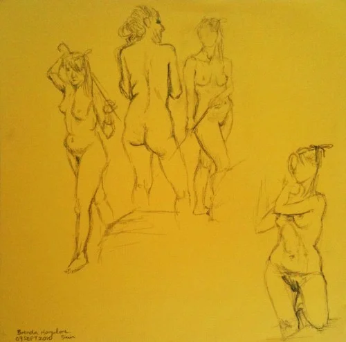 5 mins poses - square cardstock. pencil"
