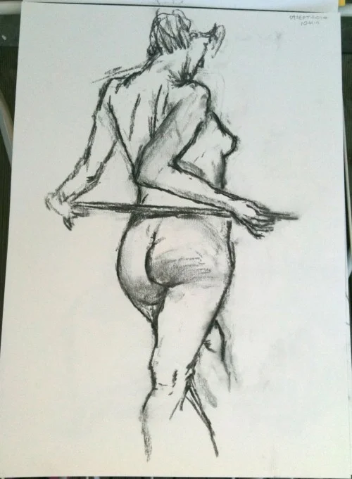 10 mins pose - A3. charcoal