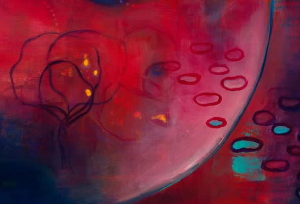 "BLOOMING PRESENT (Detail) Acrylic on canvas, 24" x 20" ©2011 Brenda Mangalore/Sashé Studio