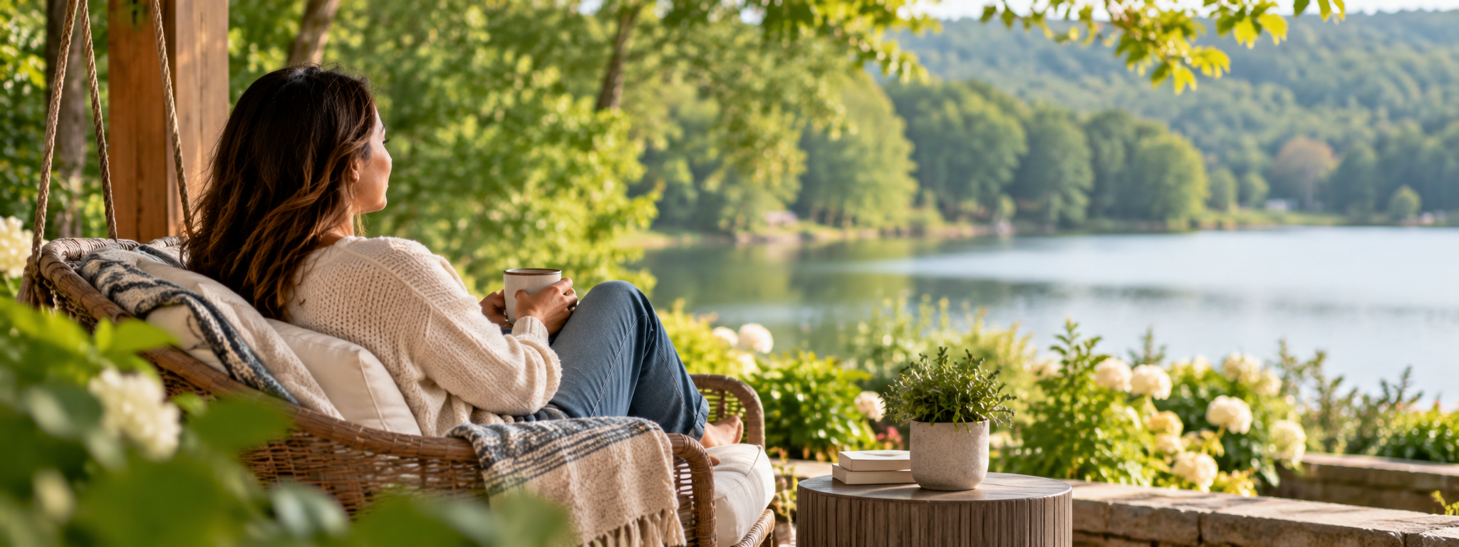 Woman Relaxing by a Serene Lakeside.png