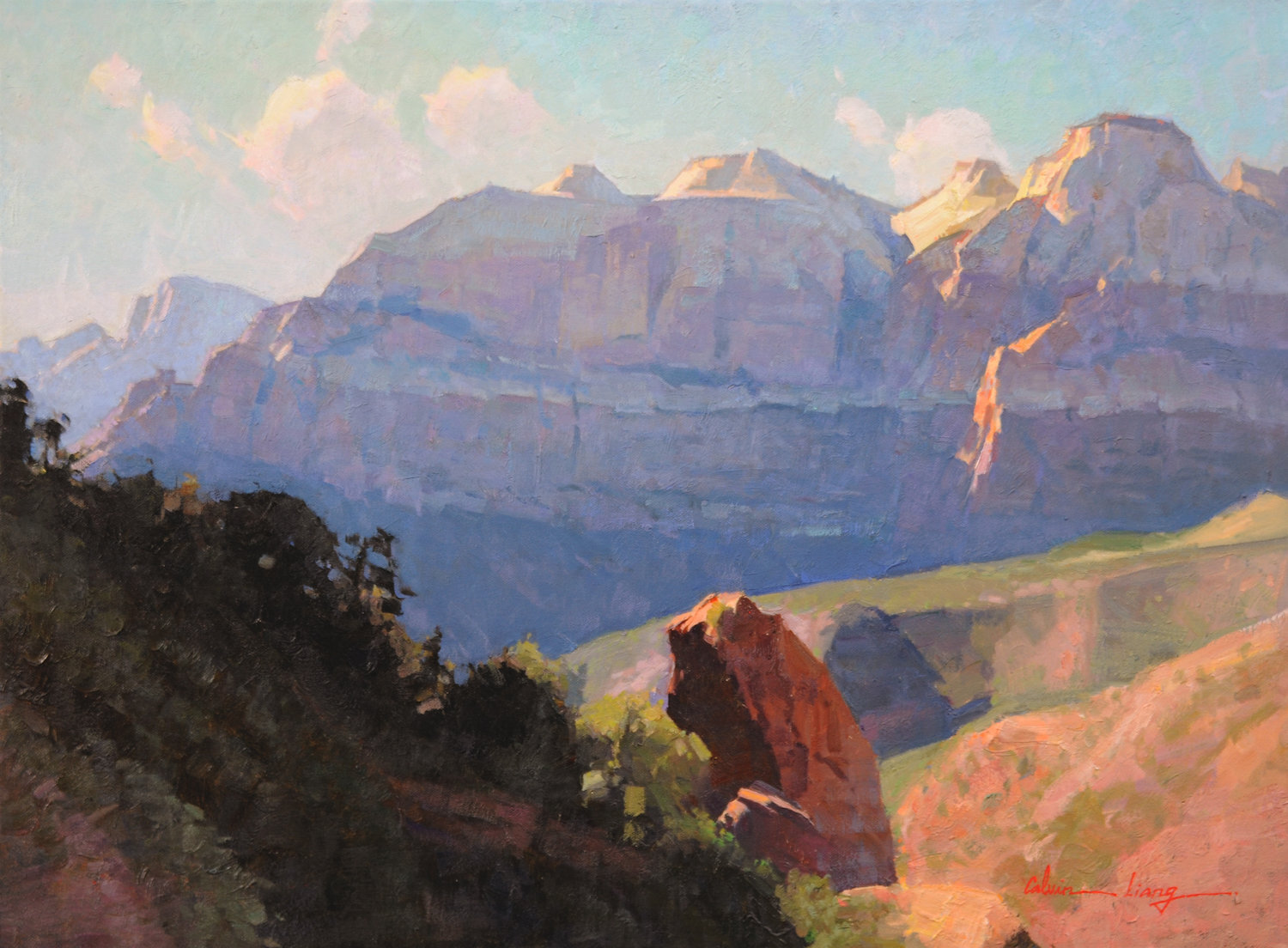 Cliff View-Zion Park by Calvin Liang | 18" x 24" | Oil | $4,200