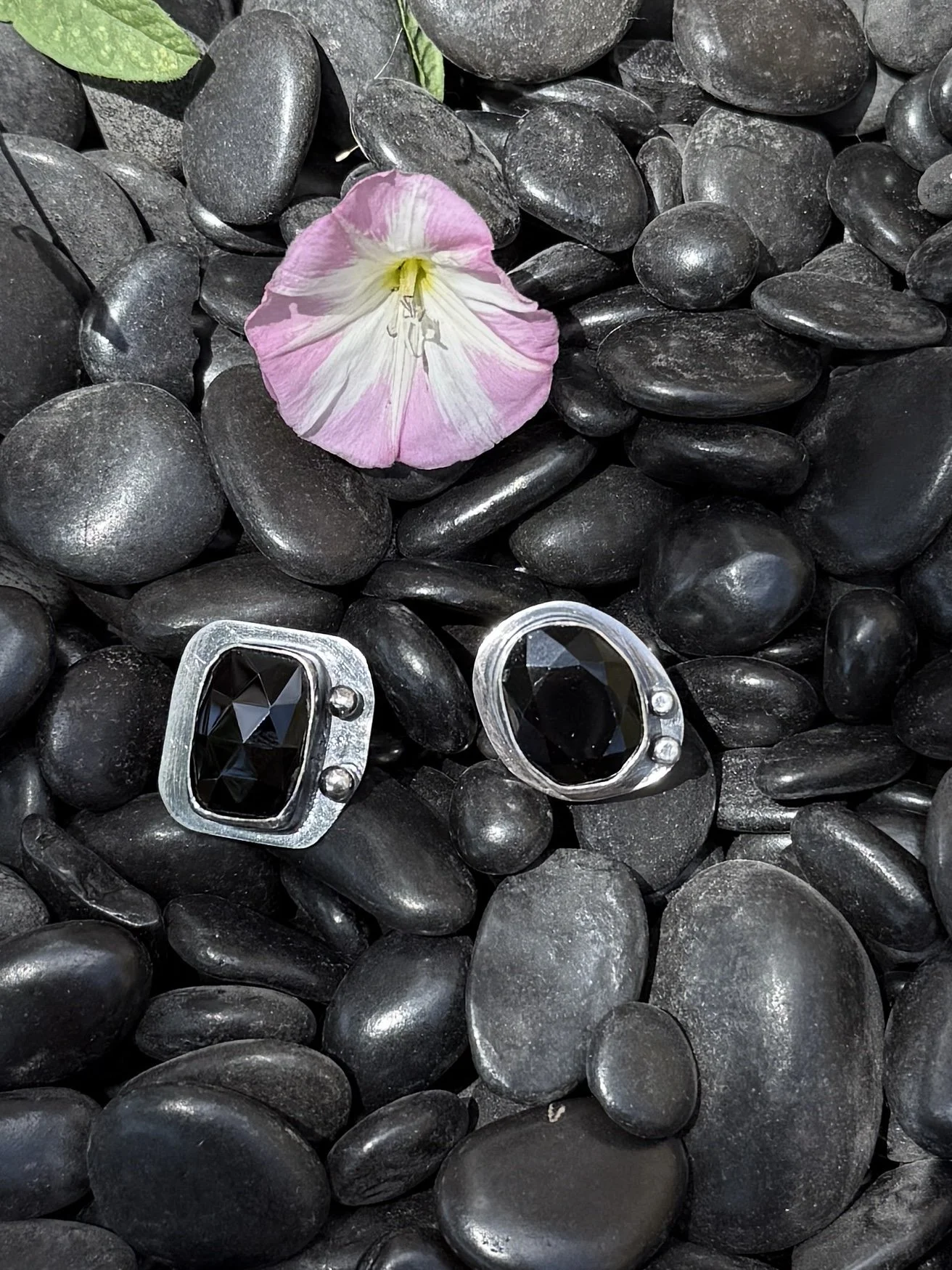 Student-made rose cut ring showcasing bezel setting from a silversmithing class in Albuquerque