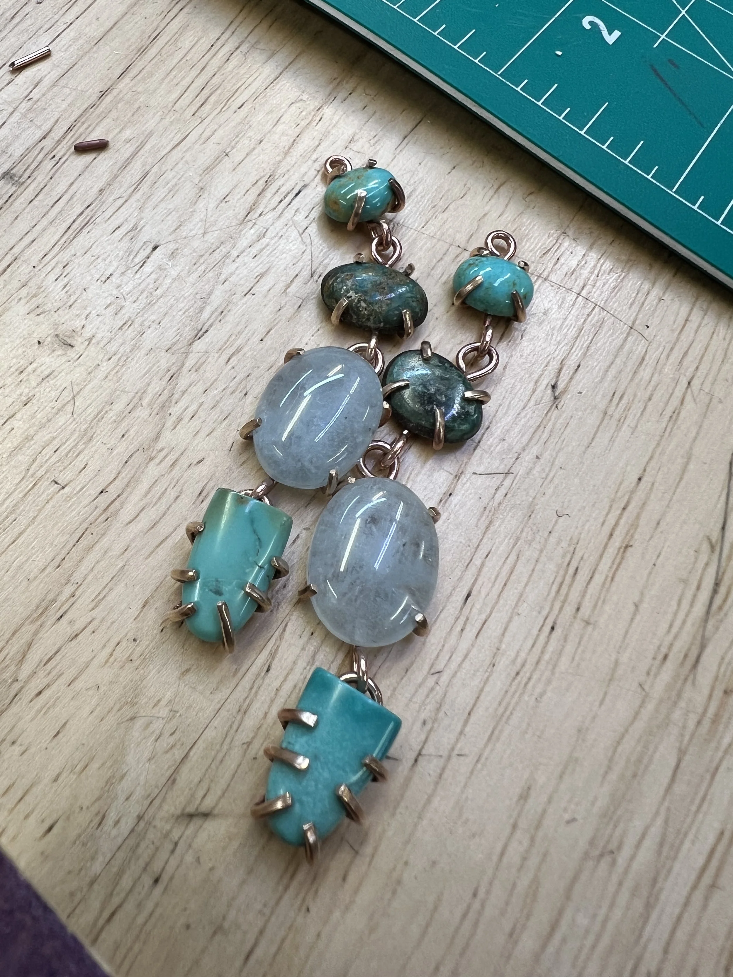 Turquoise and agate stones used in a silversmithing class in Albuquerque