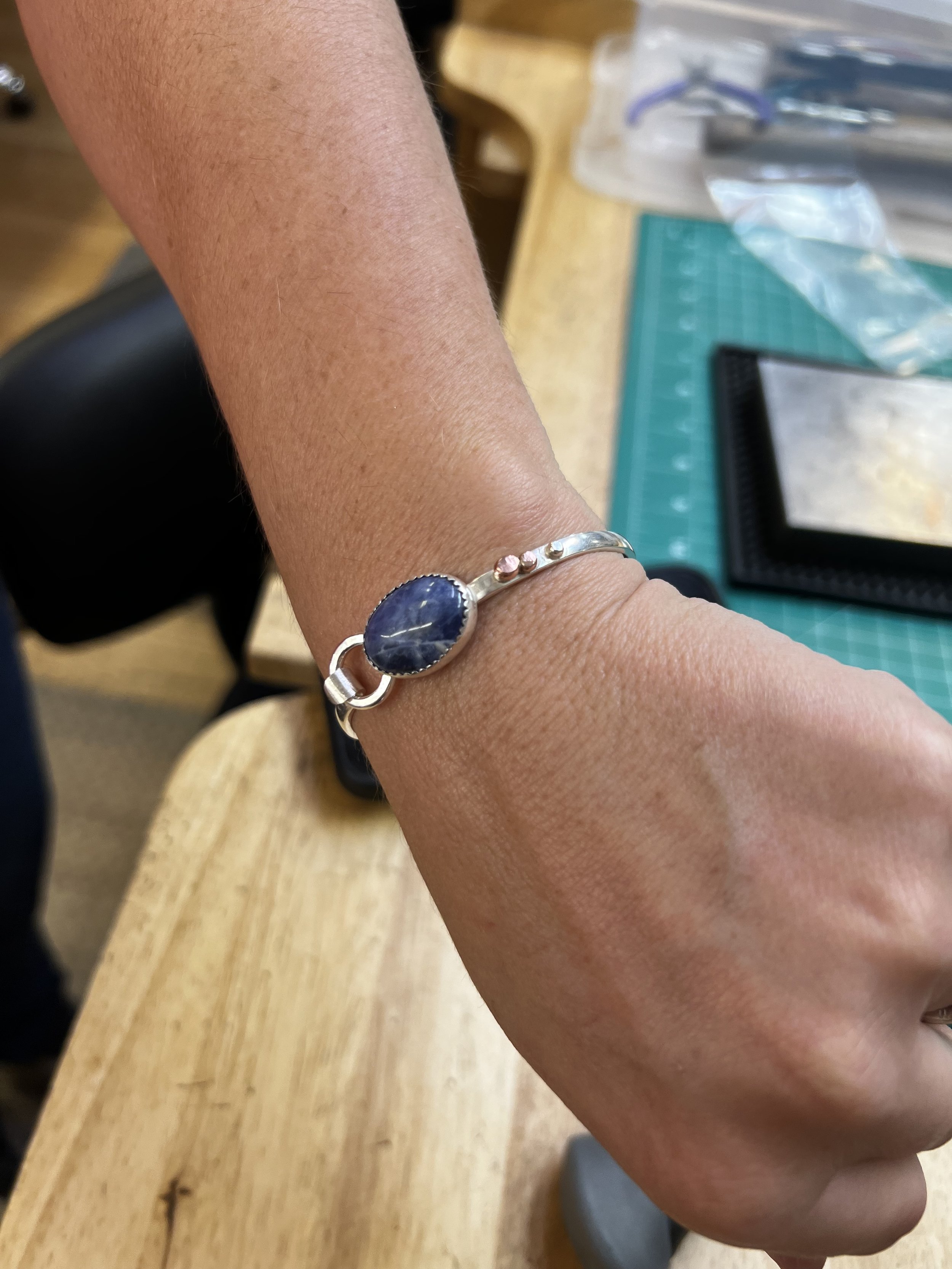 Sterling silver Infinity Latch Bangle jewelry making class in Albuquerque