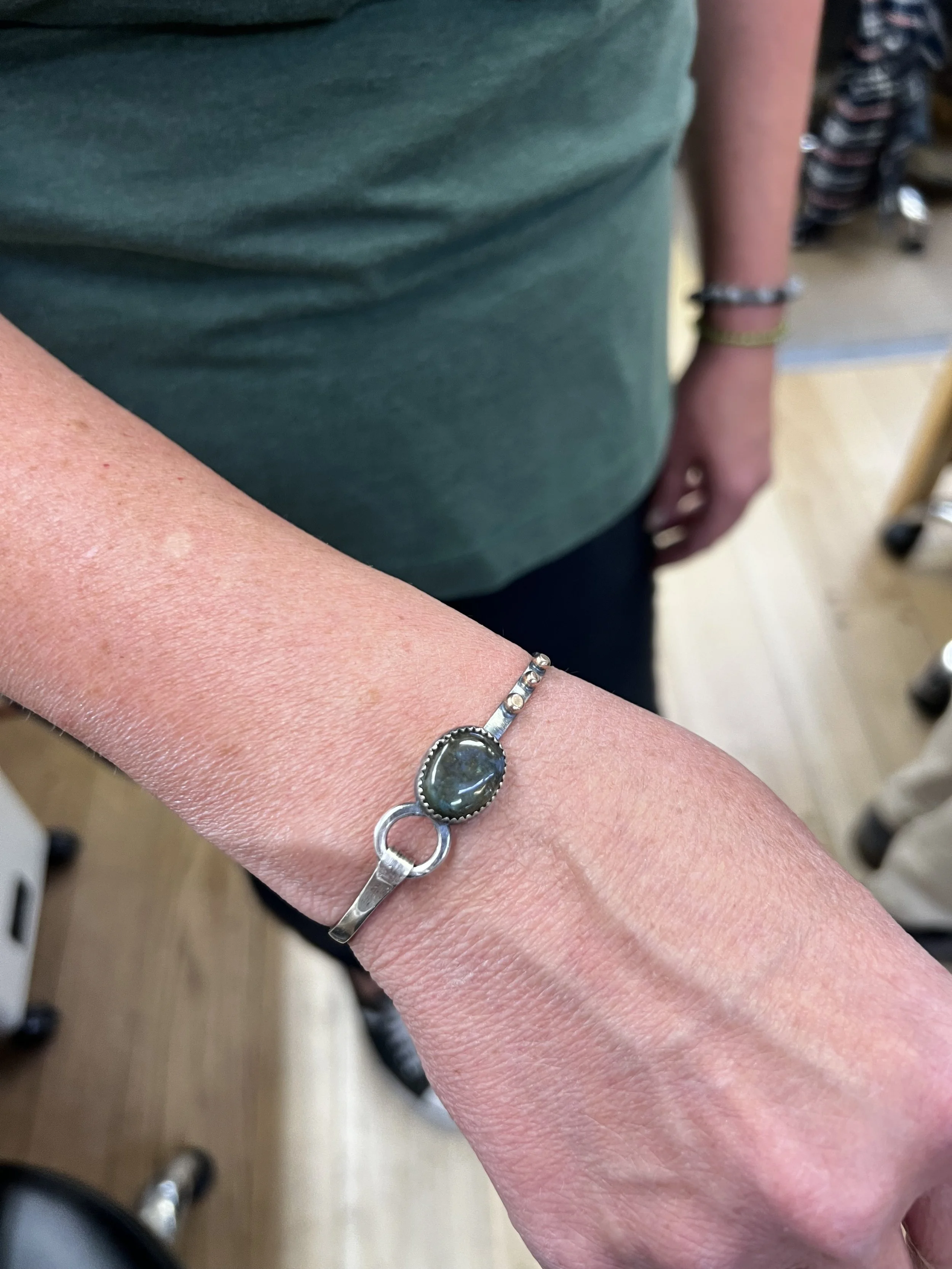 Gemstone Infinity Latch Bangle jewelry making class in Albuquerque