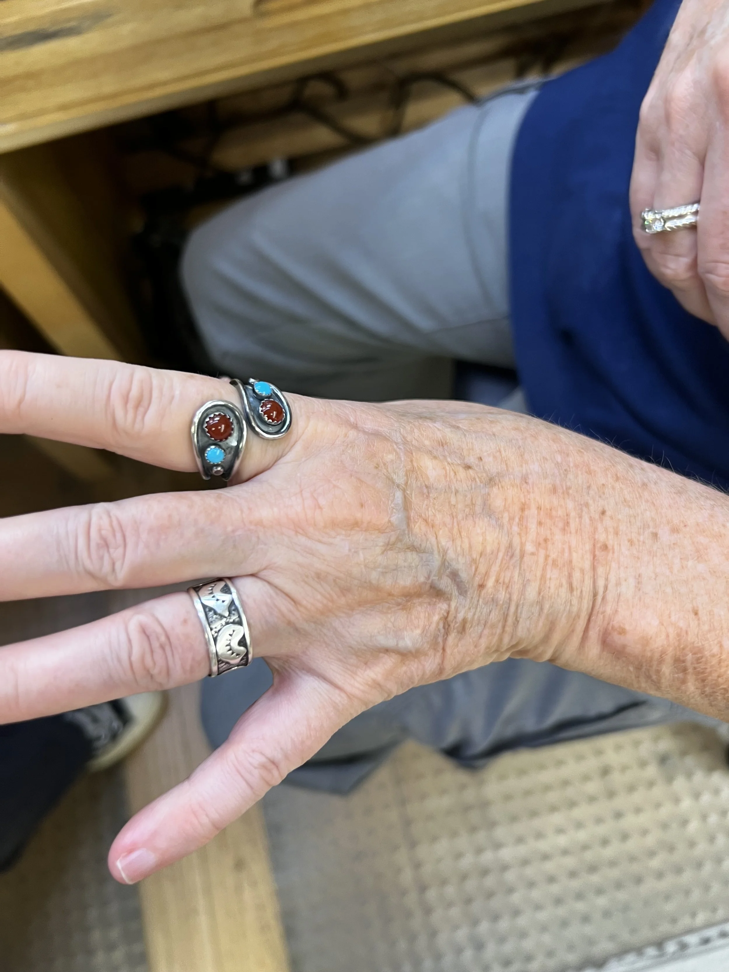 Custom double stone ring from jewelry making class in Albuquerque