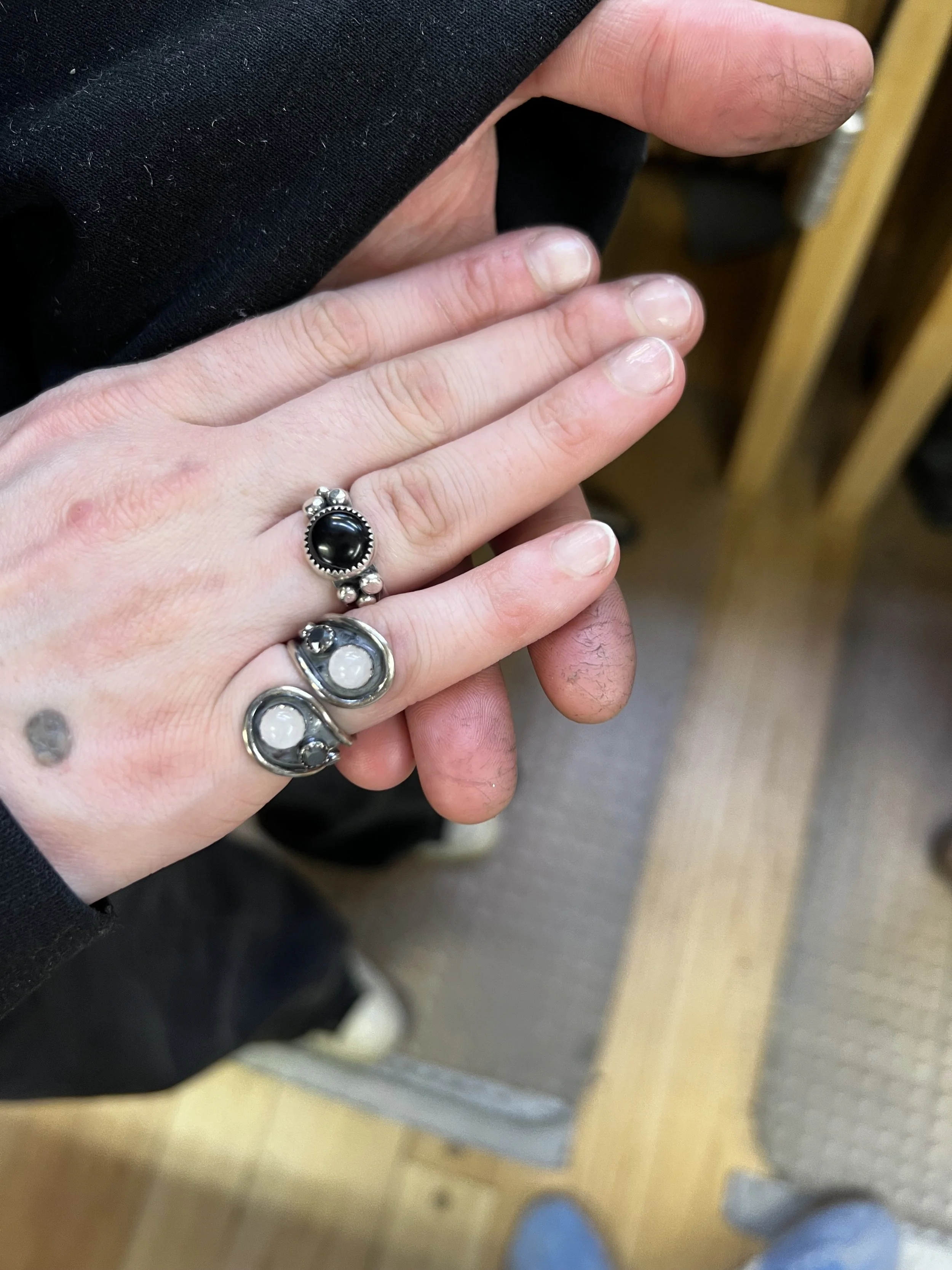 White stone gemstone wrap ring created in jewelry making class in Albuquerque