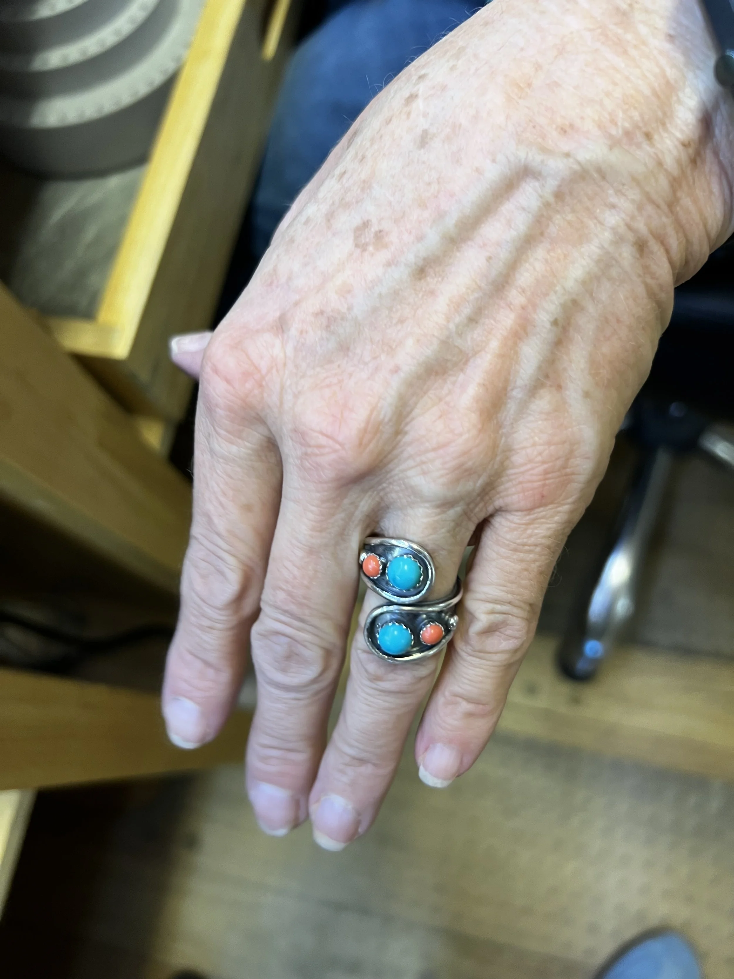 Handmade turquoise wrap ring jewelry making class in Albuquerque