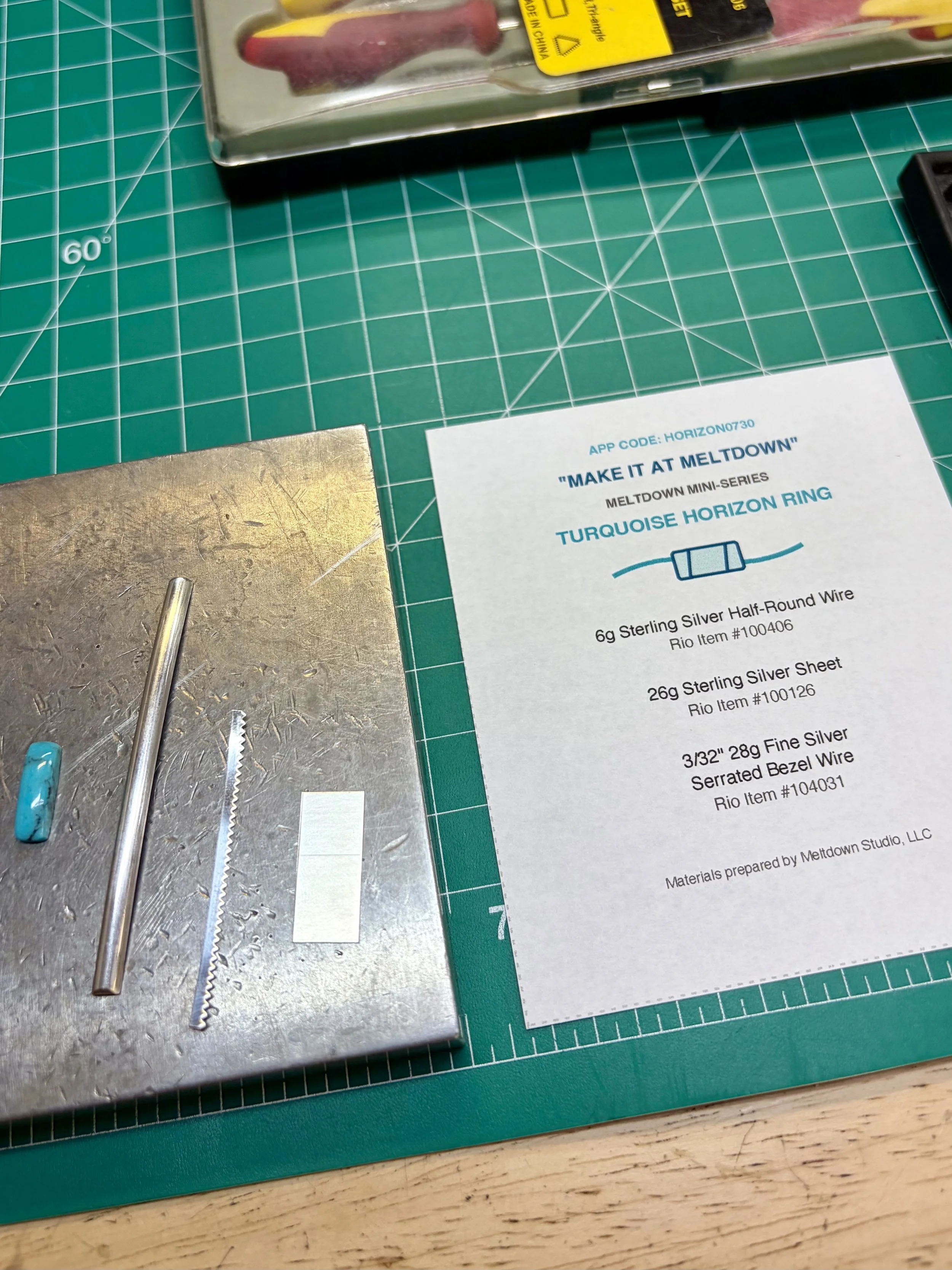 turquoise ring in Albuquerque class tools and silver setup