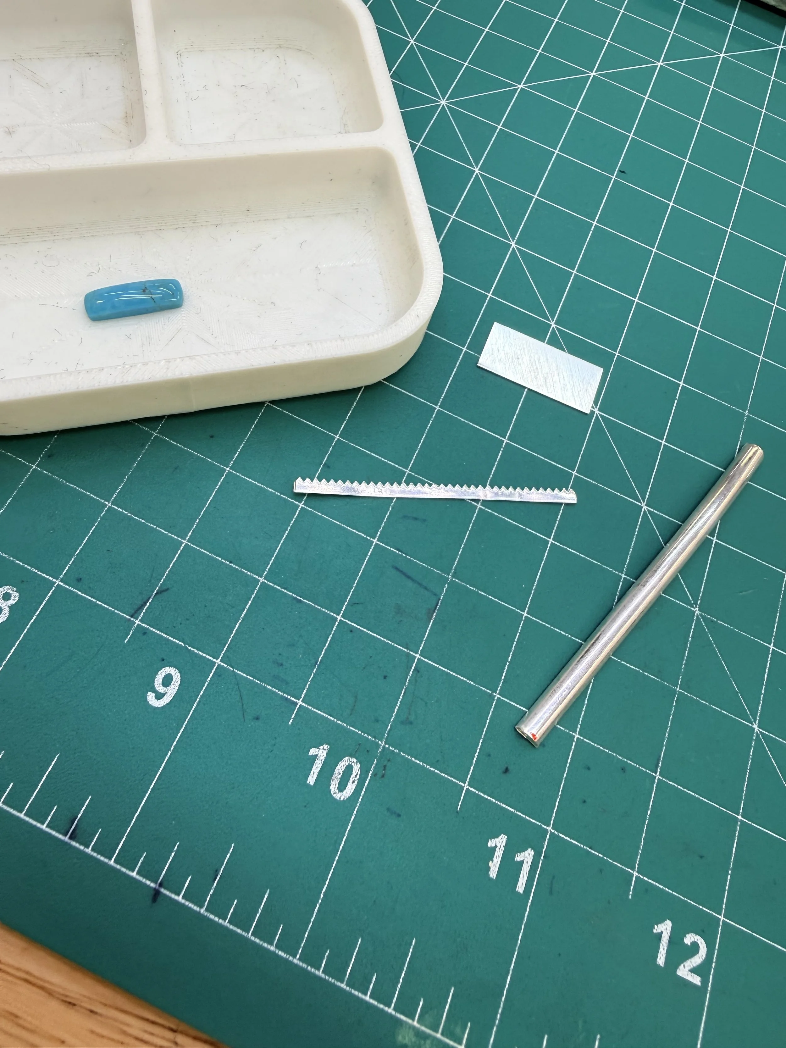 Turquoise and sterling silver prepared for a Jewelry Making Class in Albuquerque