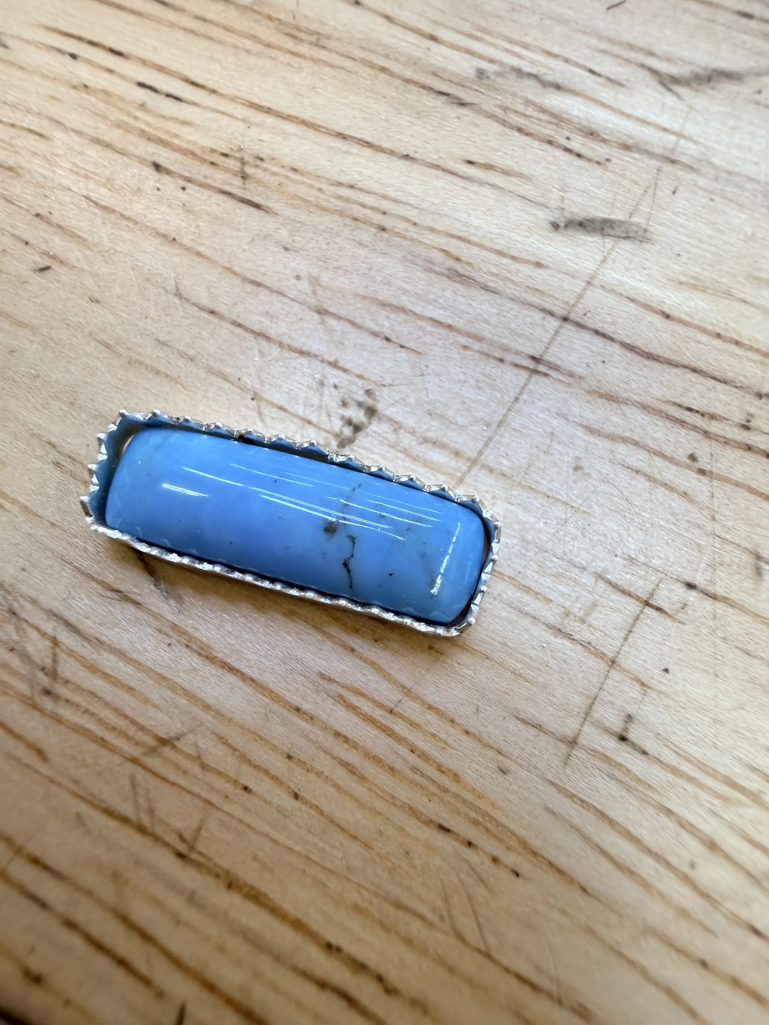 Turquoise bezel in a Jewelry Making Class in Albuquerque
