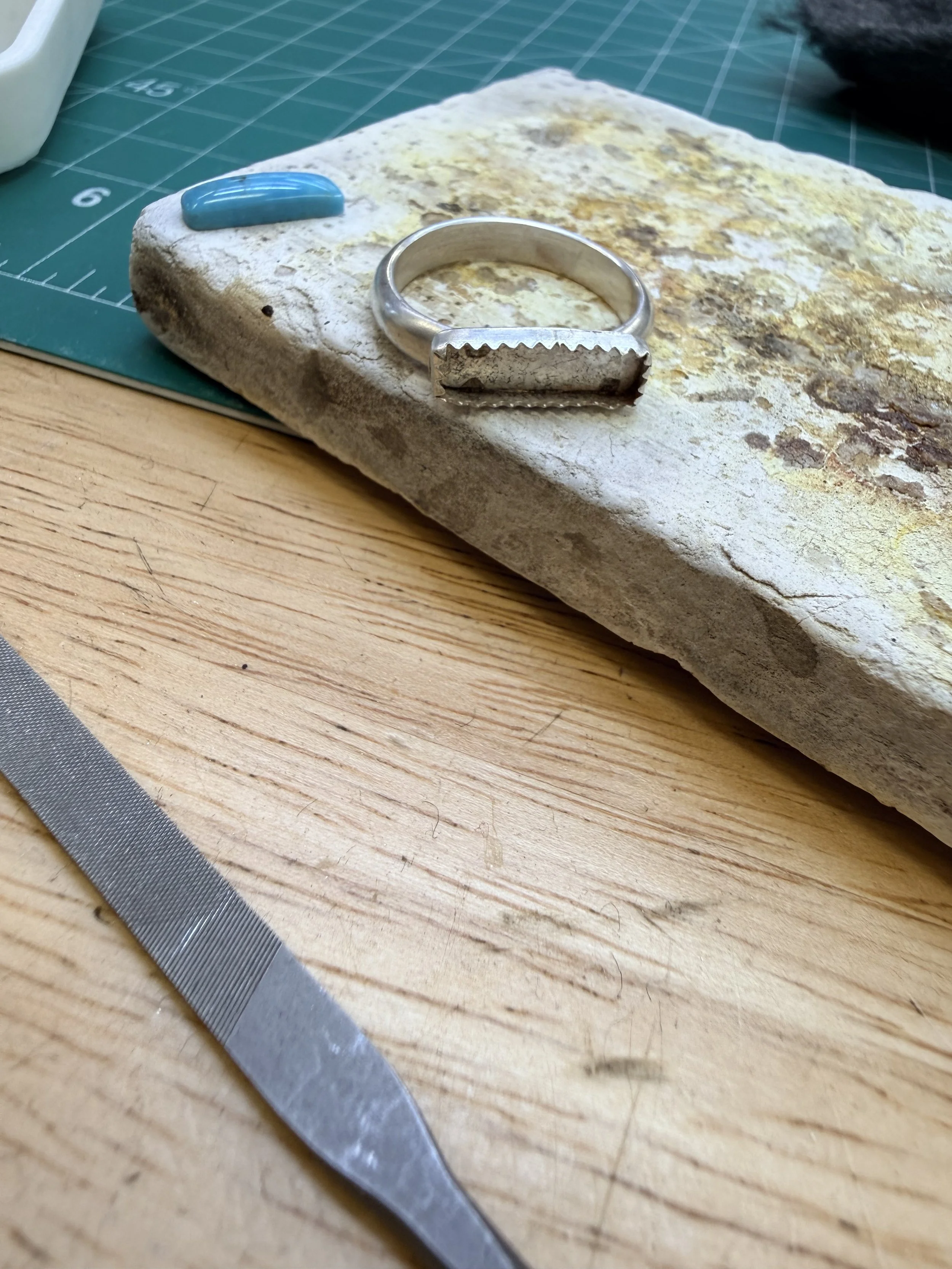 Student shaping a ring in a Jewelry Making Class in Albuquerque