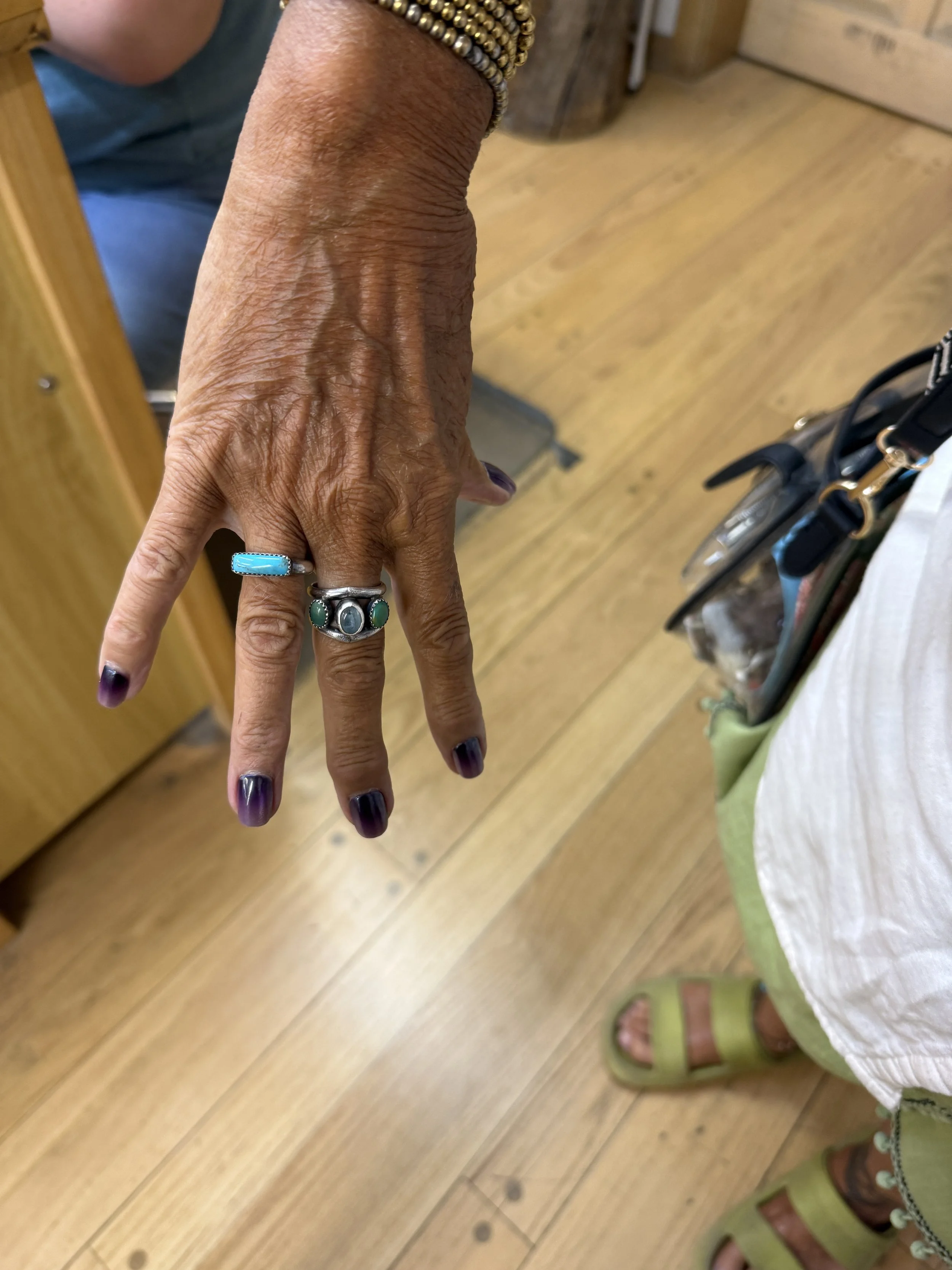 Finished turquoise ring from a Jewelry Making Class in Albuquerque