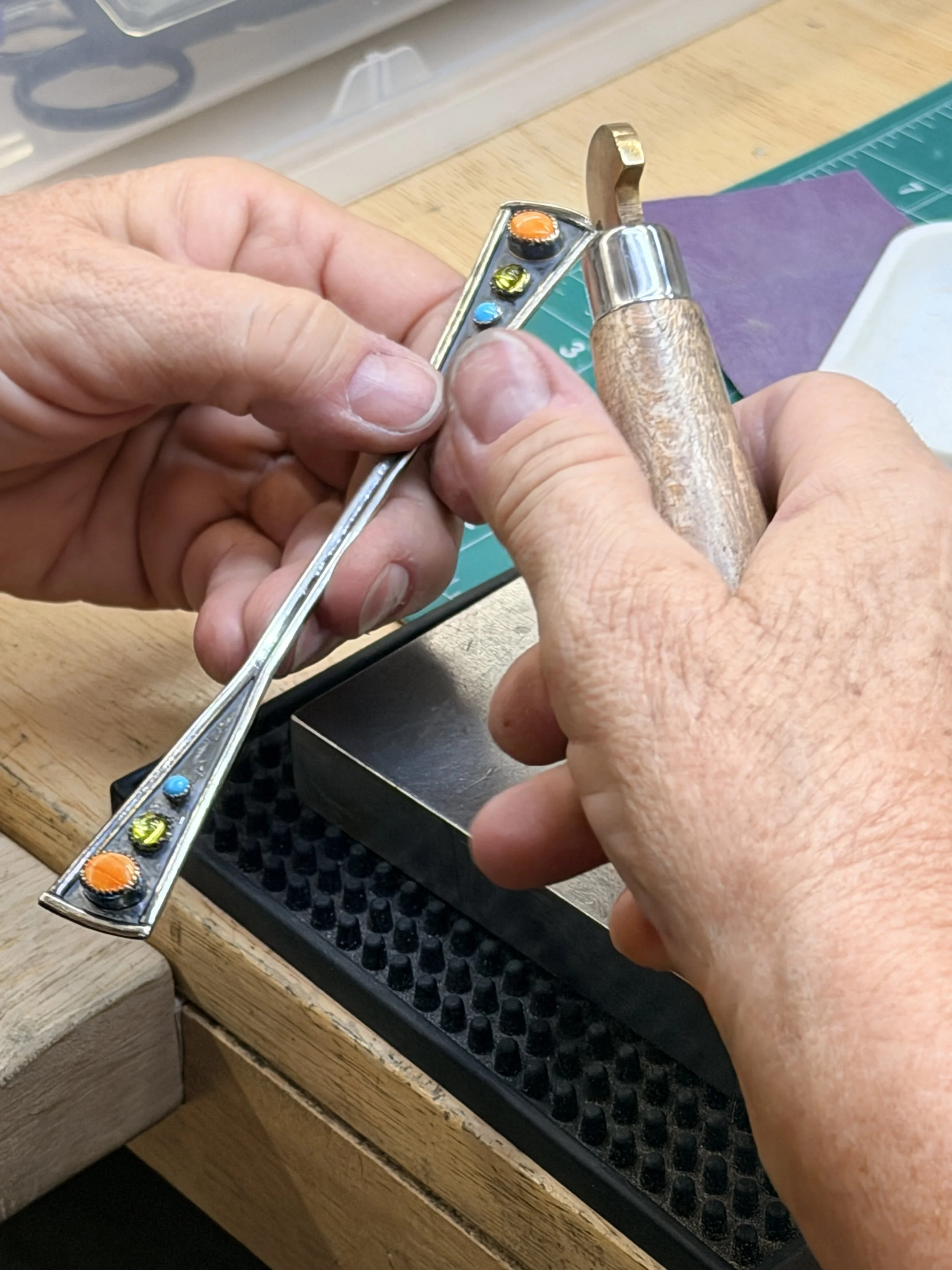 Student setting stones in a Jewelry Making Class in Albuquerque