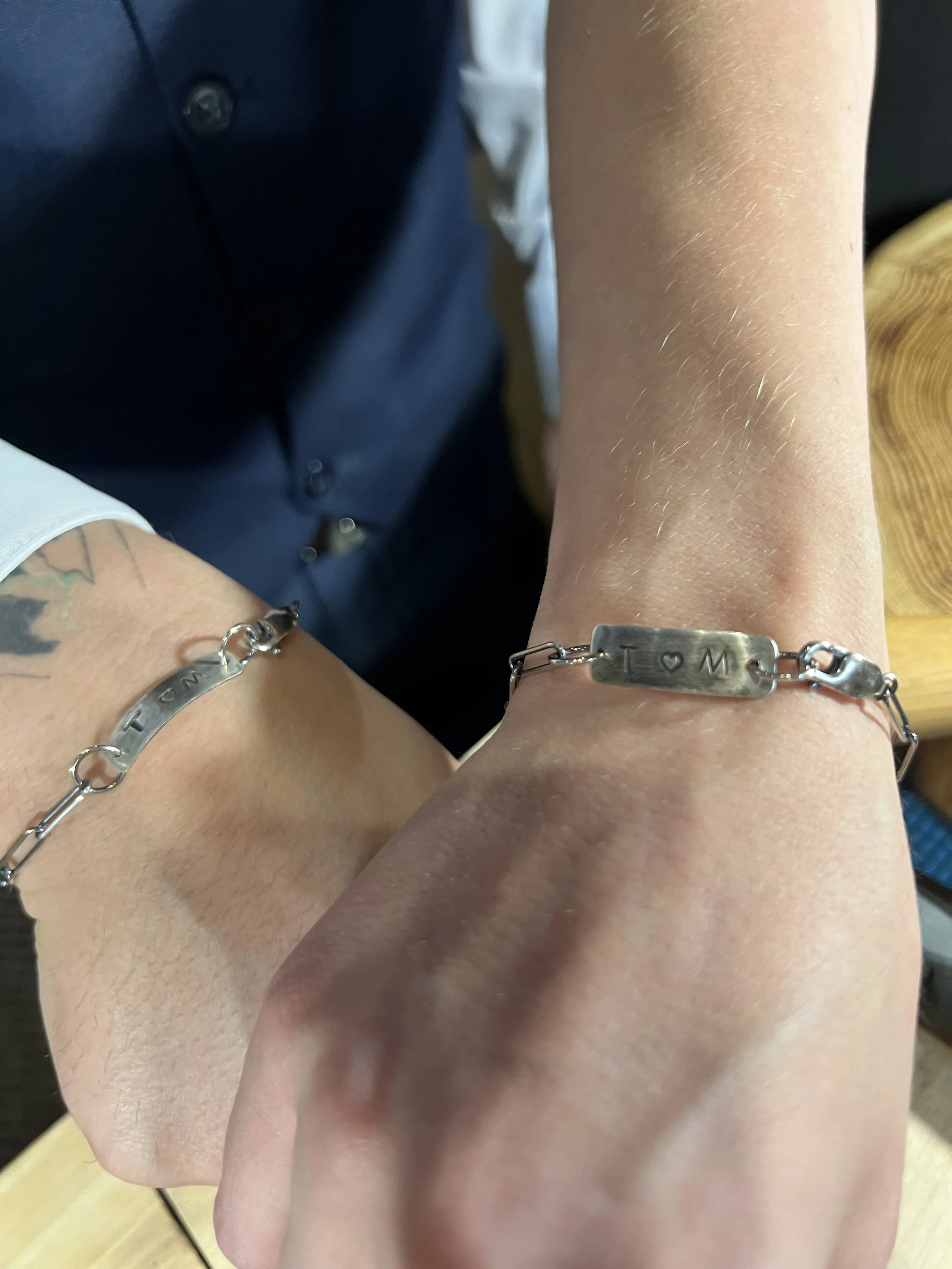 Jewelry workshop in Albuquerque with a handmade bracelet.