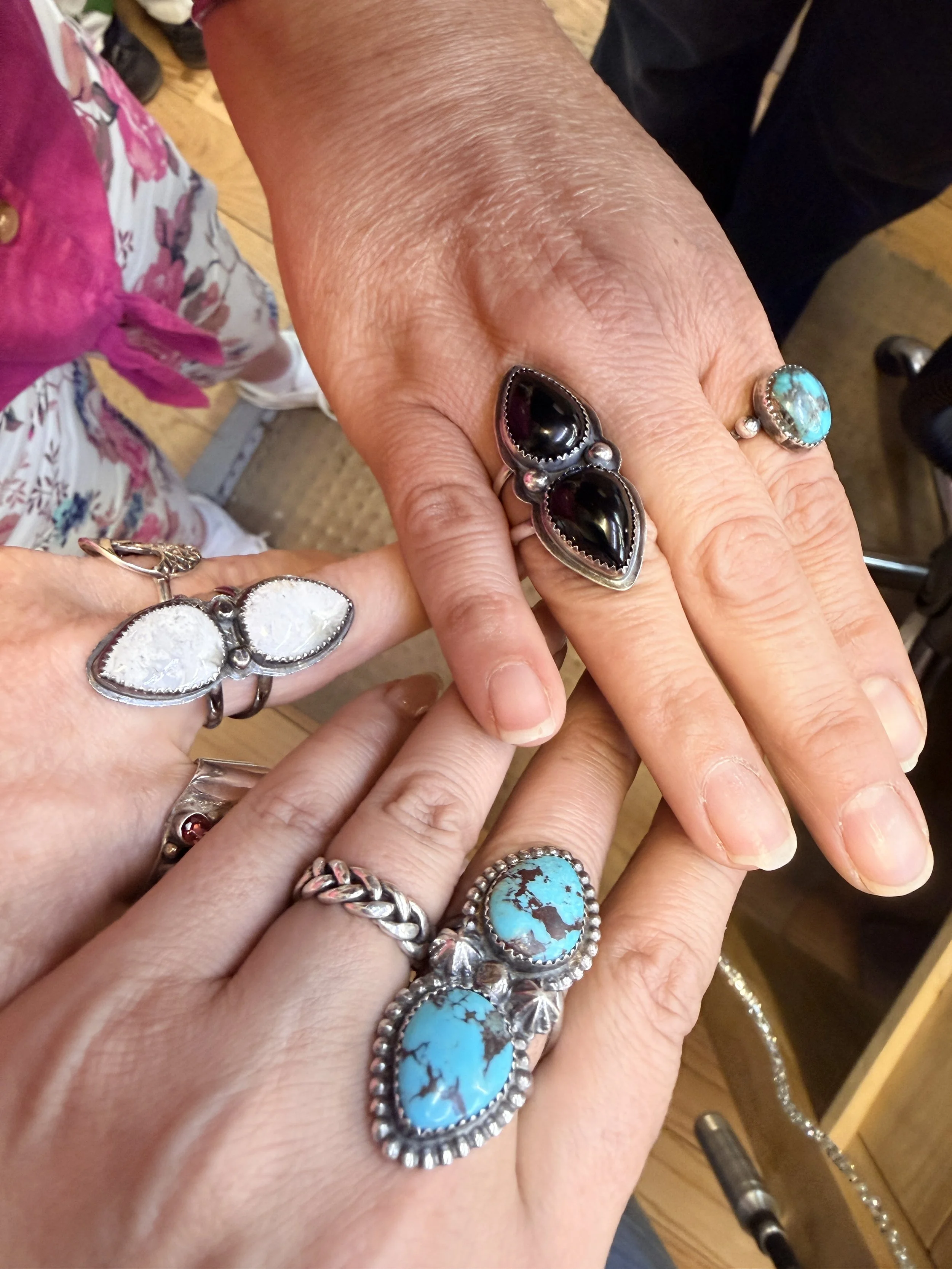 Student showing finished rings