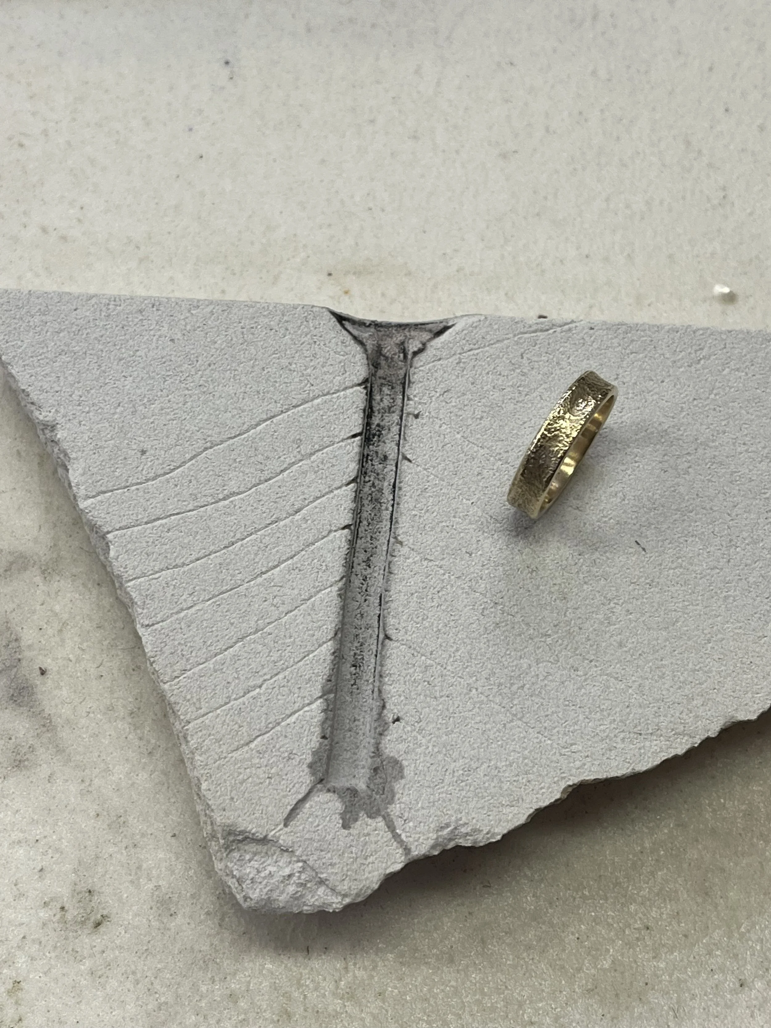 Wedding band taking shape on the workbench