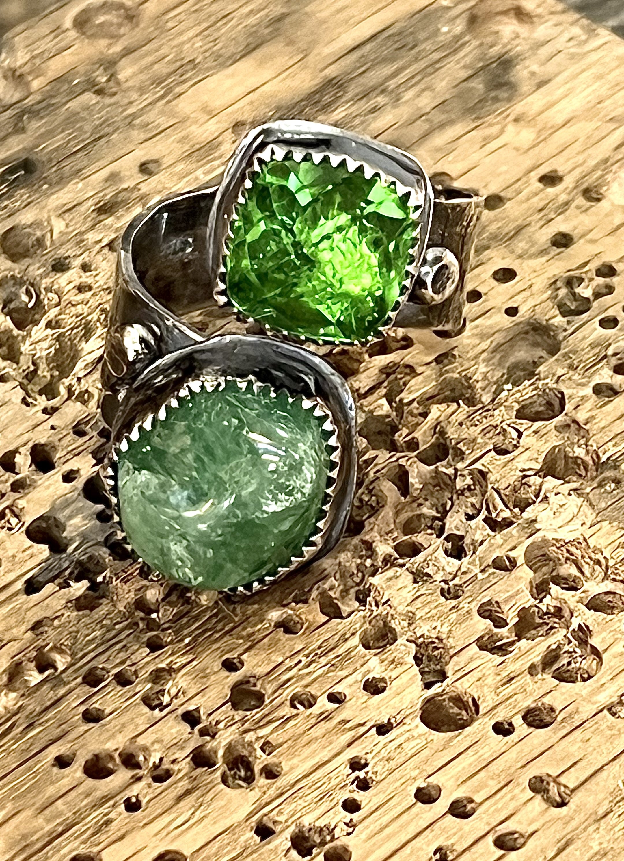 A finished handmade Tourmaline gemstone ring.
