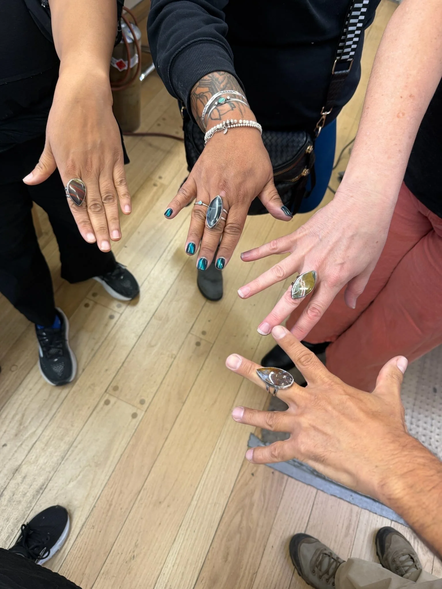 Students wearing their handmade fall statement rings