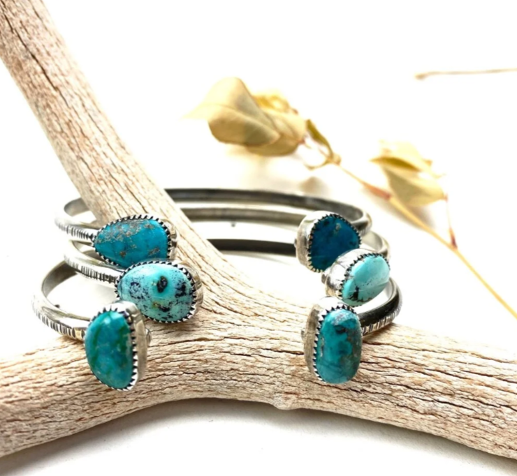 "Make it at Meltdown" Double Turquoise Cuff Bracelet