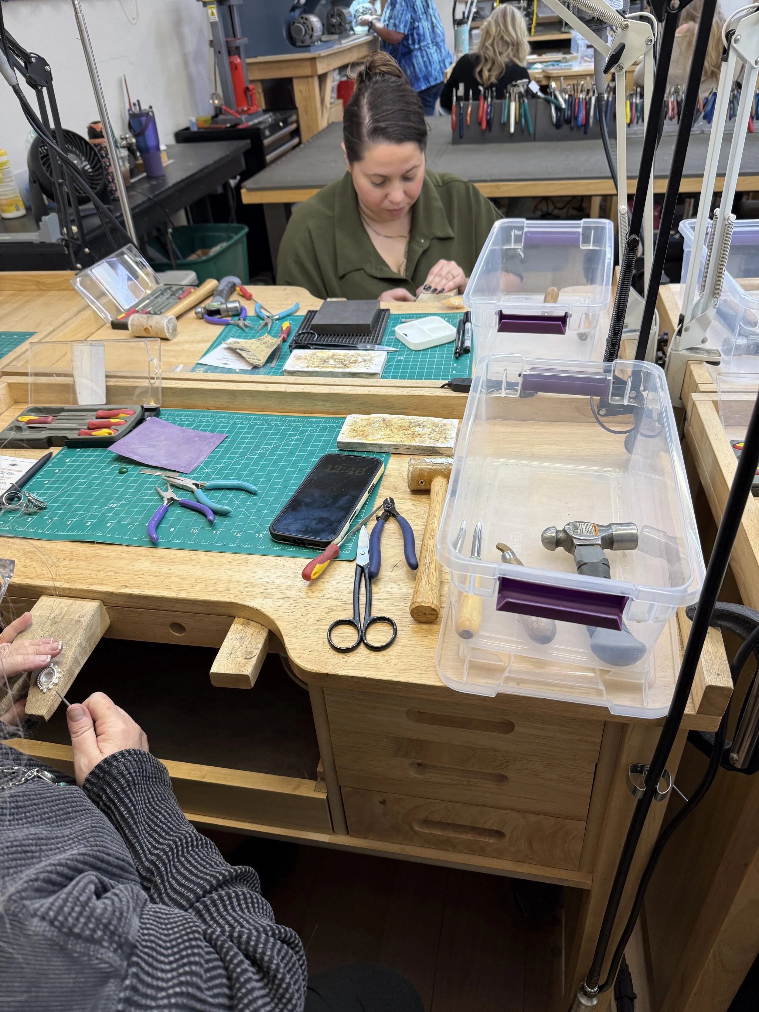 Students working on their own piece