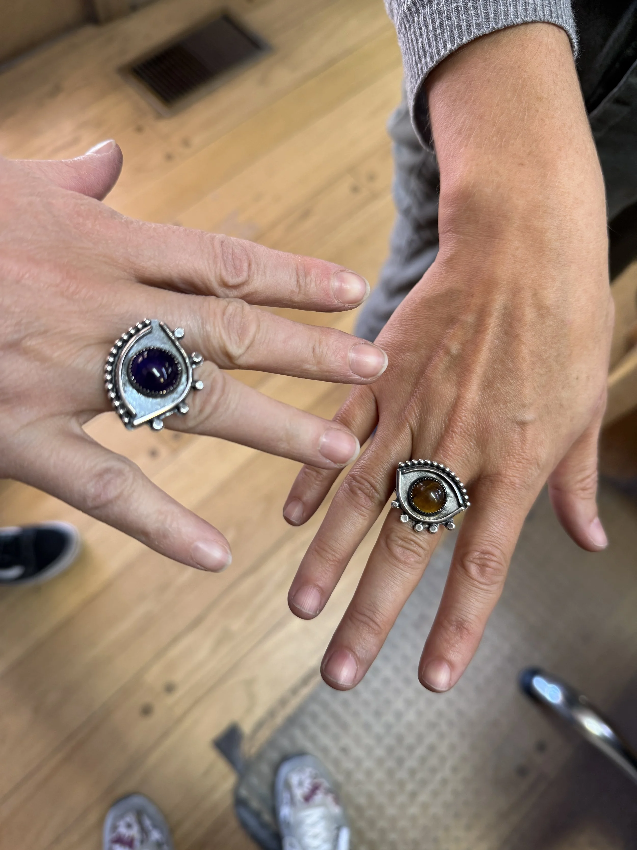 Students showing their unique pieces