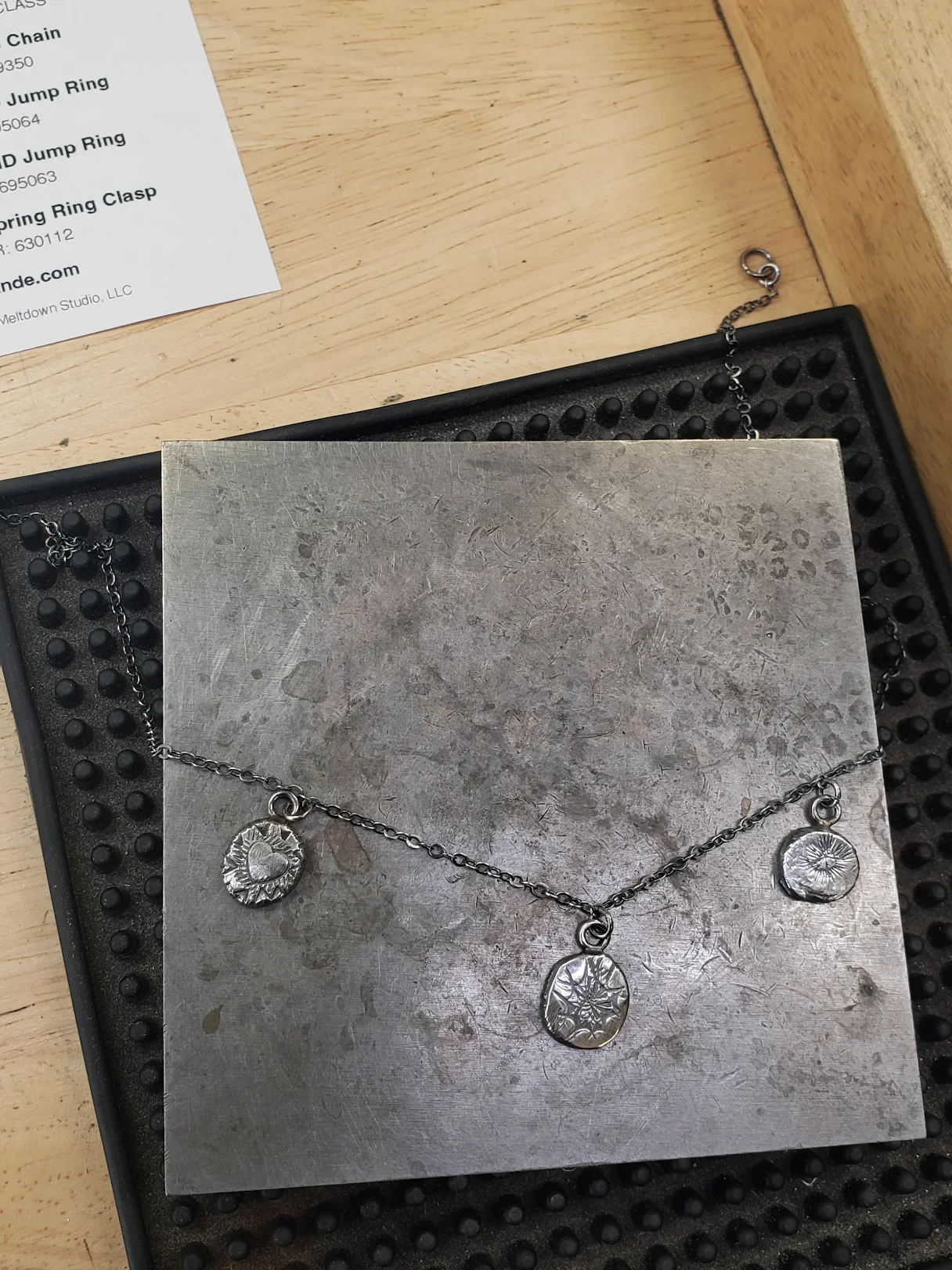 Finished necklace created during a jewelry-making class