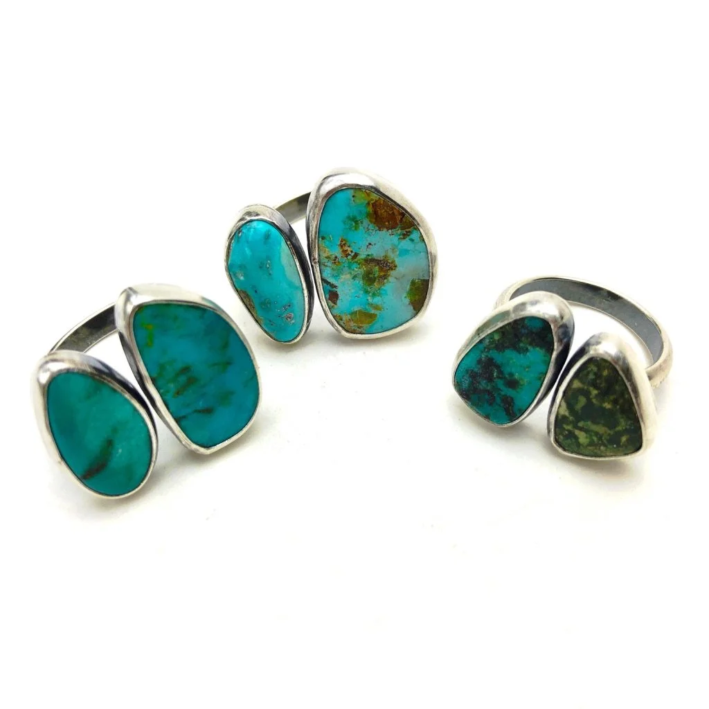 ((Reserved for Emma)) "Make it at Meltdown" Double Turquoise Statement Ring