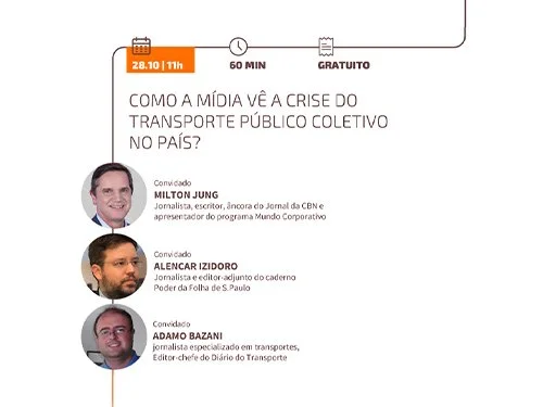 ANTP Café discute a crise do transporte público com os jornalistas Milton Jung (CBN), Alencar Izidoro (FSP) e Adamo Bazani (Diário dos Transportes)