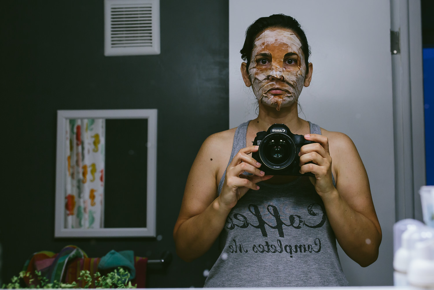 mud mask monday. except this is not mud, it’s coffee and a sheet mask.