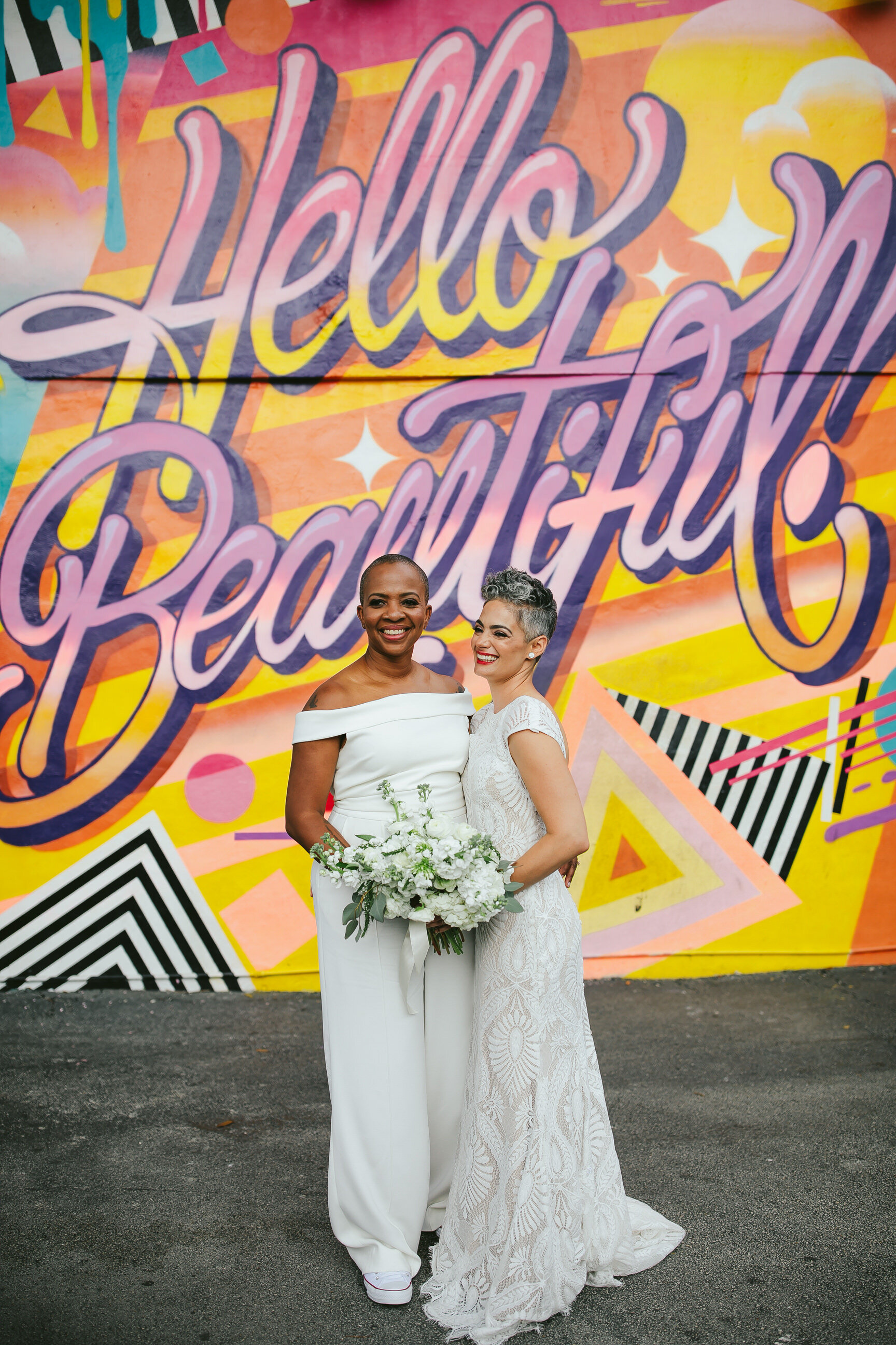Hello Beautiful Mural Two Brides Wynwood Walls Miami
