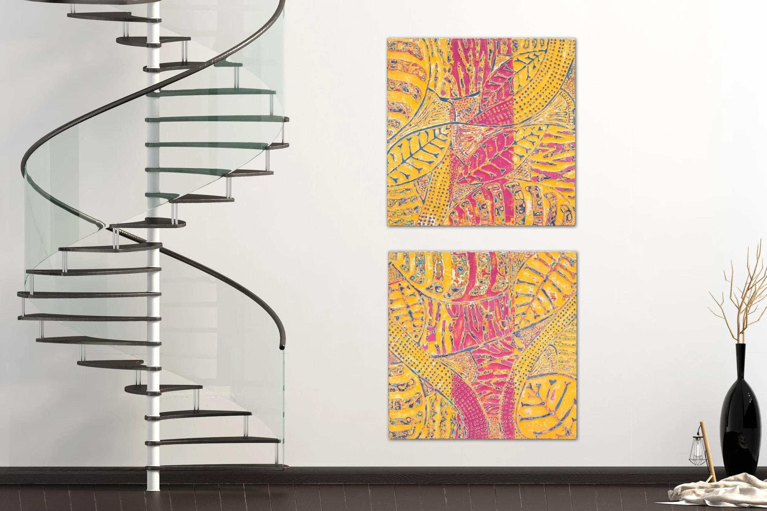 Fuchsia and Fire I & II 2.JPG