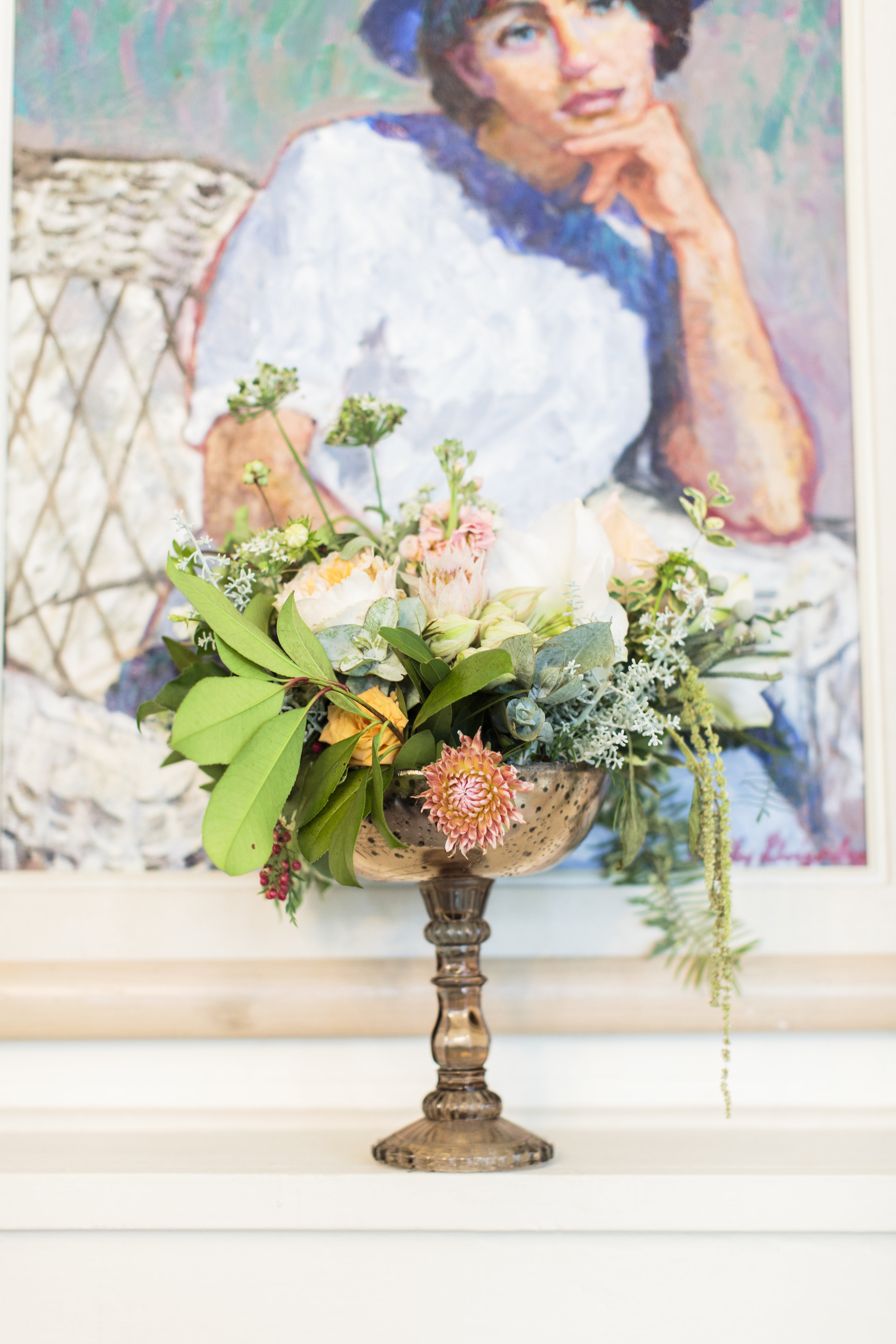 Fireplace Floral Centerpiece | Simply Charming Socials | Atlanta Wedding Planner