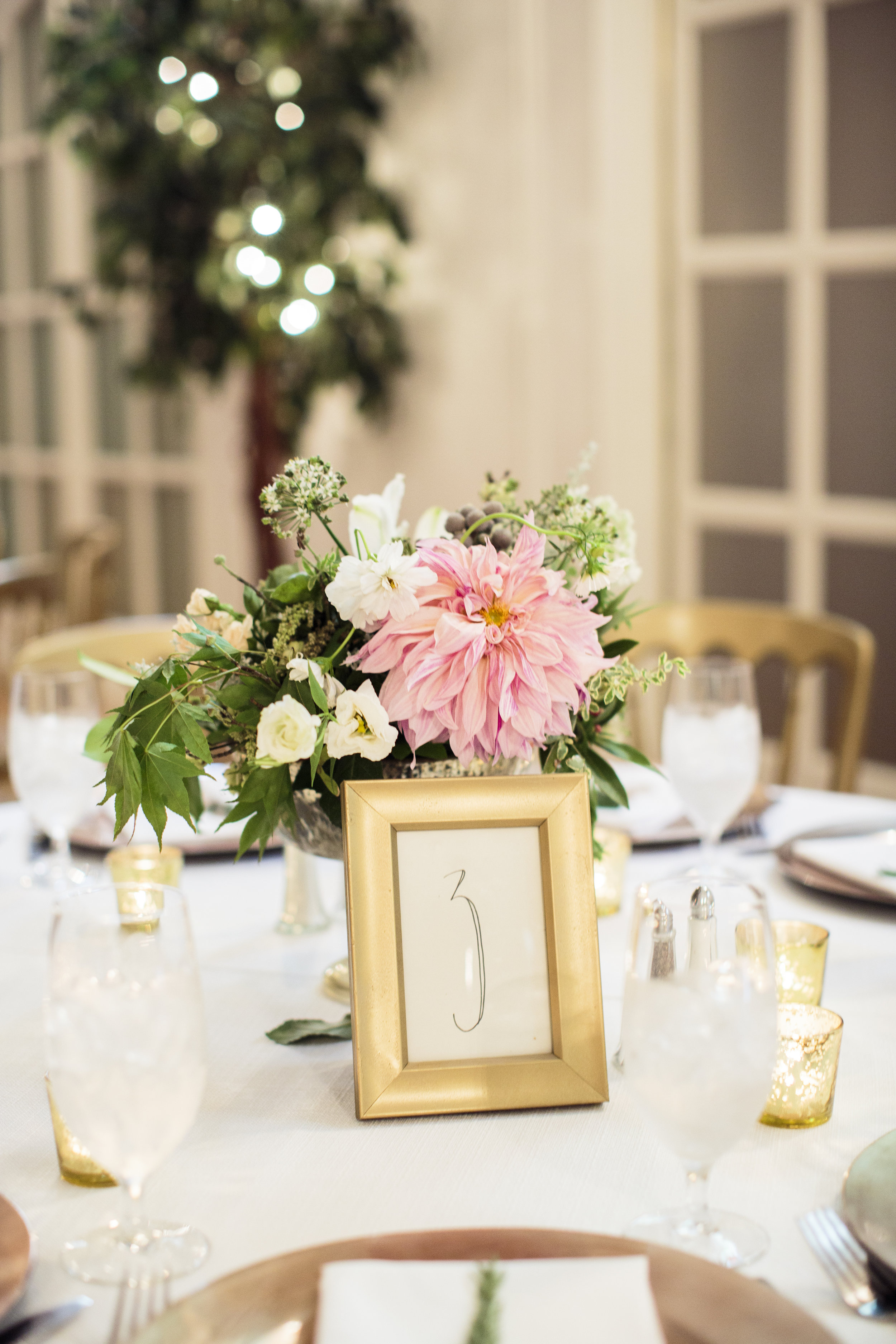 Table Numbers in Gold Frames | Simply Charming Socials | Atlanta Wedding Planner